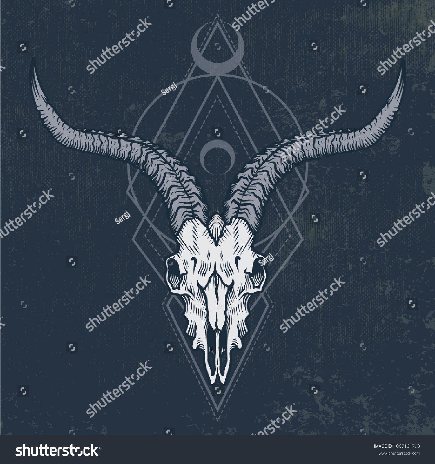 Goat Skull Ink Graphic Technique Vector Stock Vector (Royalty Free ...