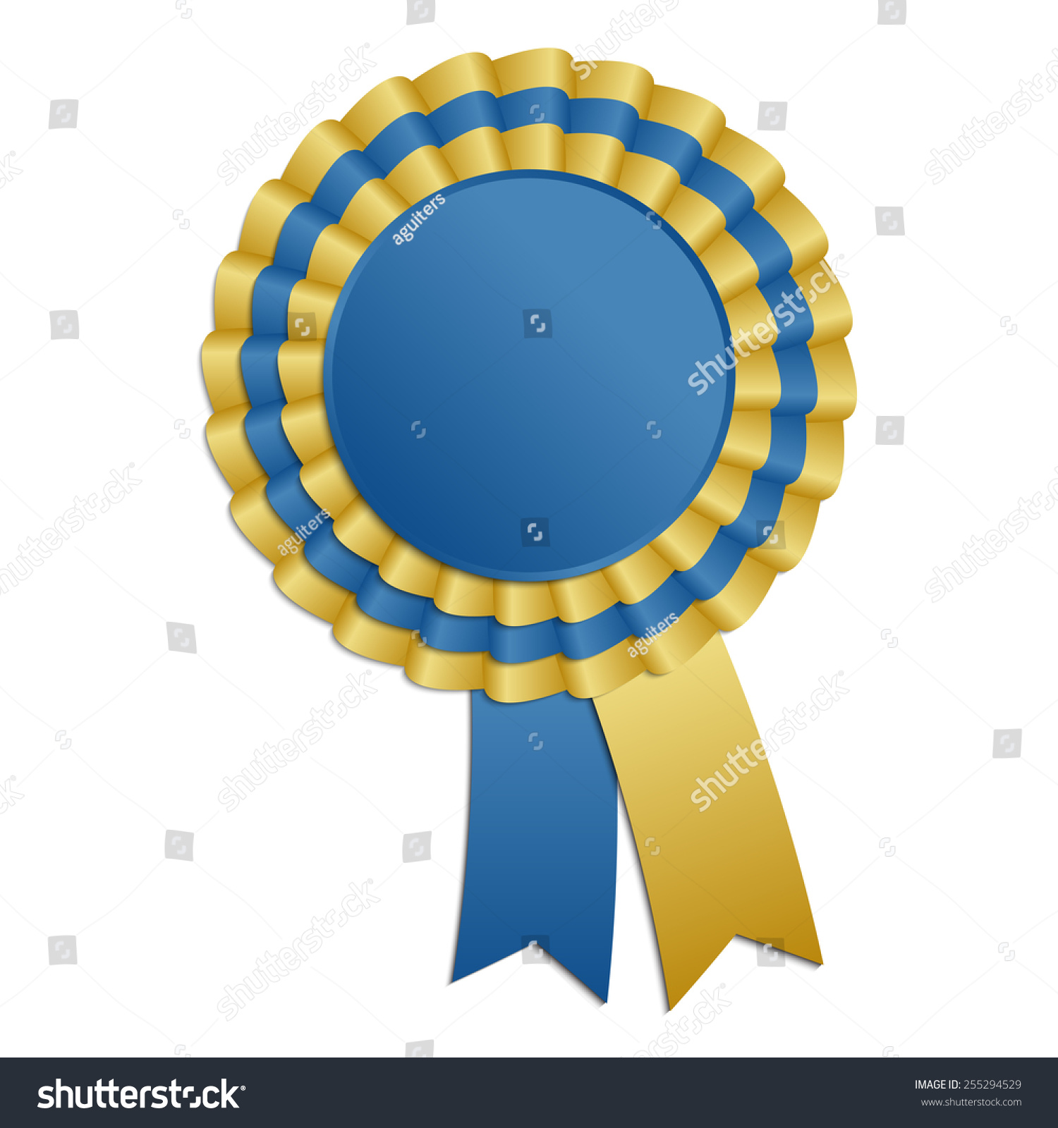 Gold Blue Blank Award Rosette Ribbon Stock Vector 255294529 - Shutterstock