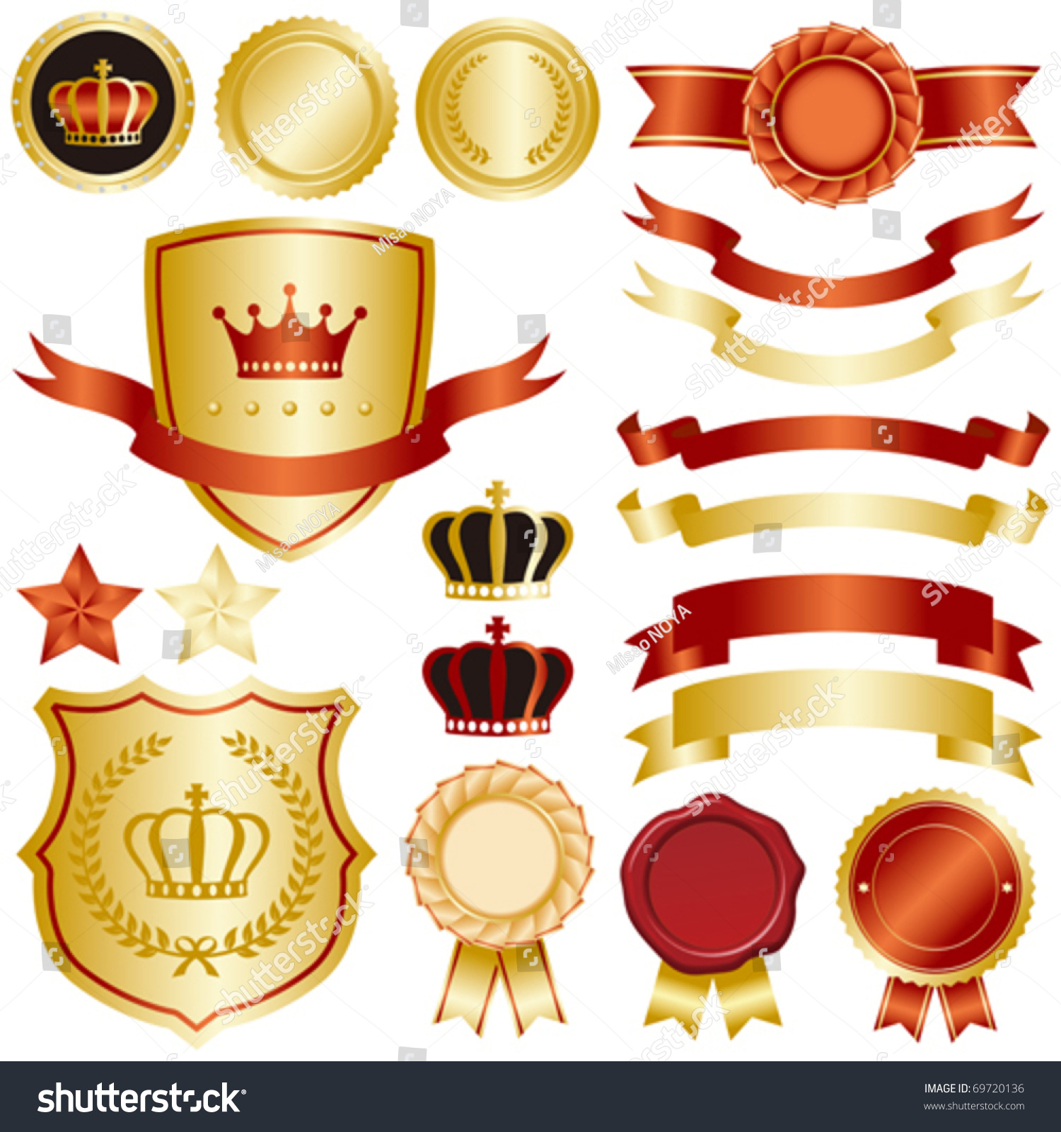 Gold Red Emblem Set Stock Vector (Royalty Free) 69720136