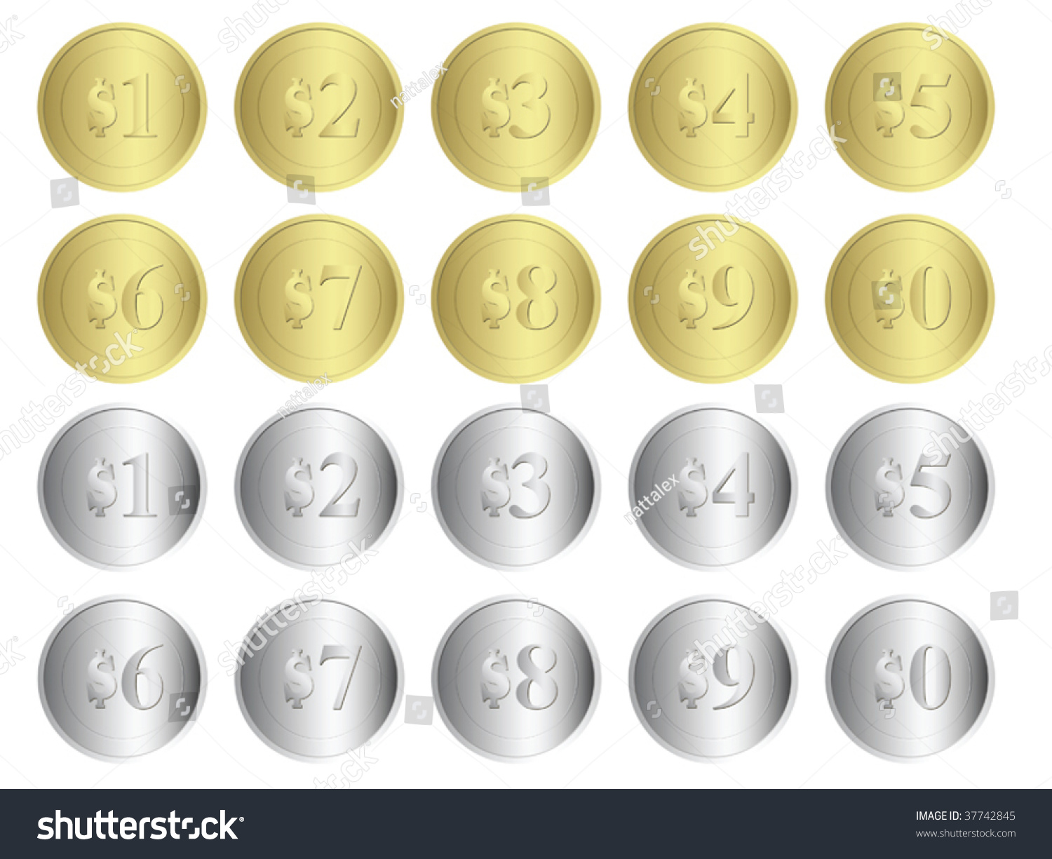 SVG of Gold and Silver Coins. Vector set. svg