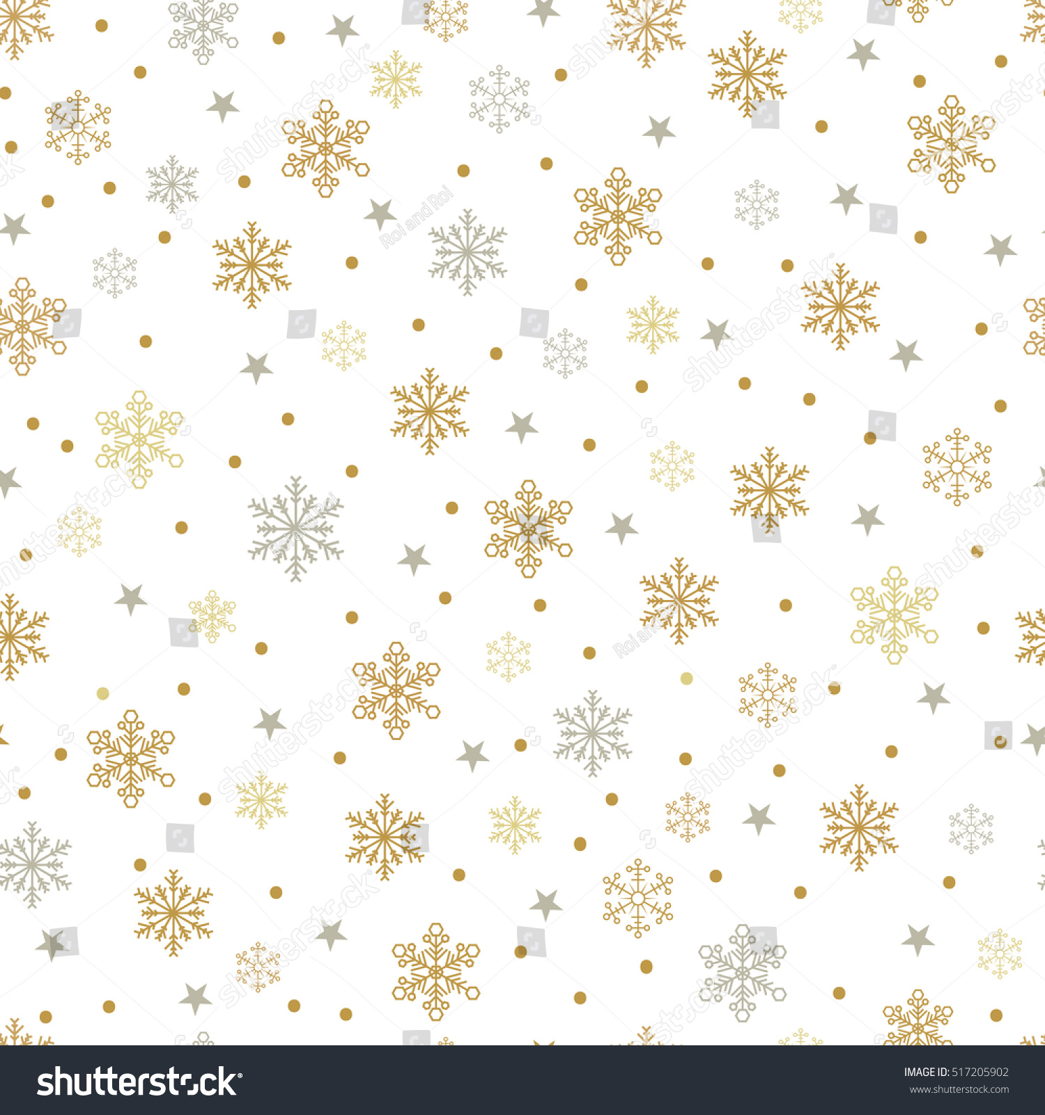 Gold Silver Snowflakes Stars Seamless Pattern Stock Vector (Royalty ...