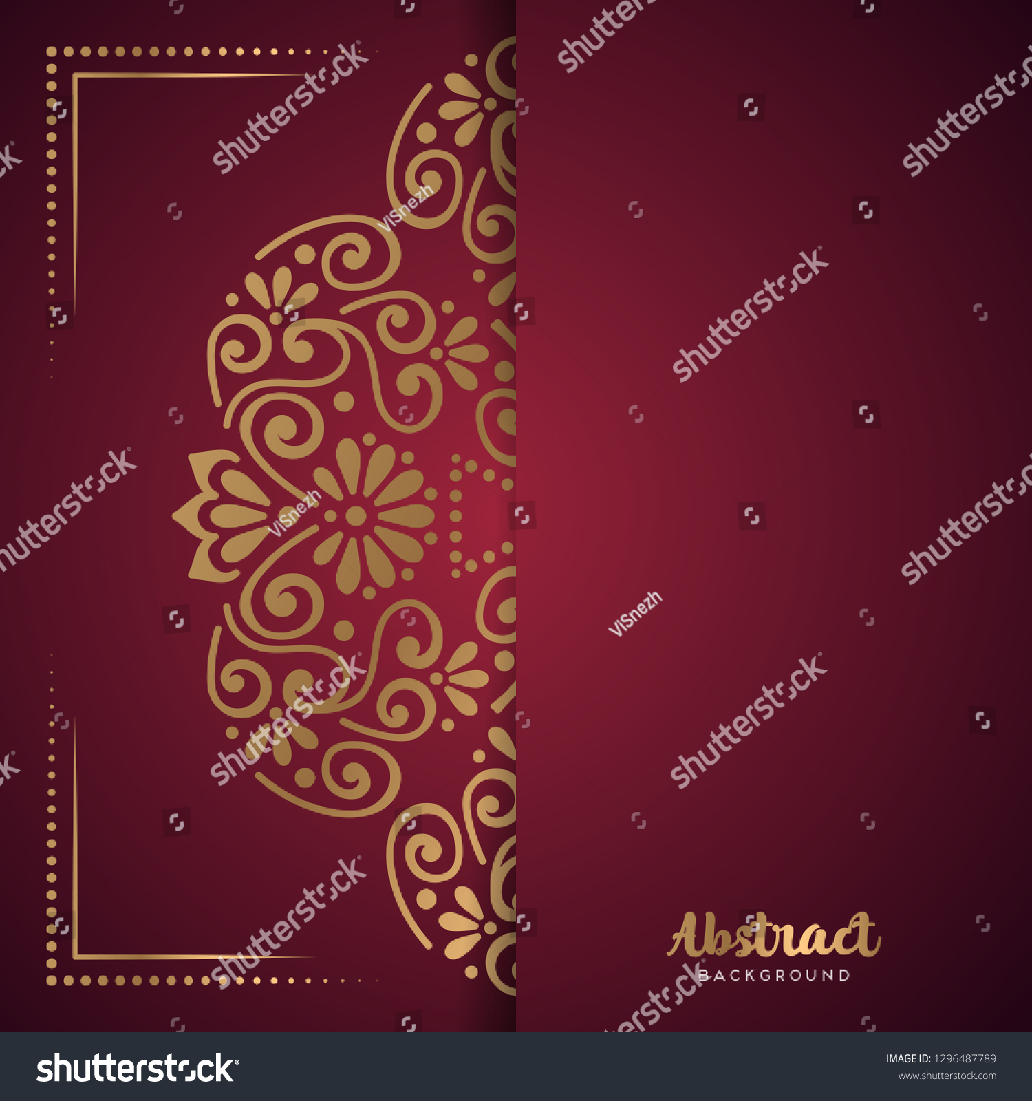 Gold Background Mandala Stock Vector (Royalty Free) 1296487789