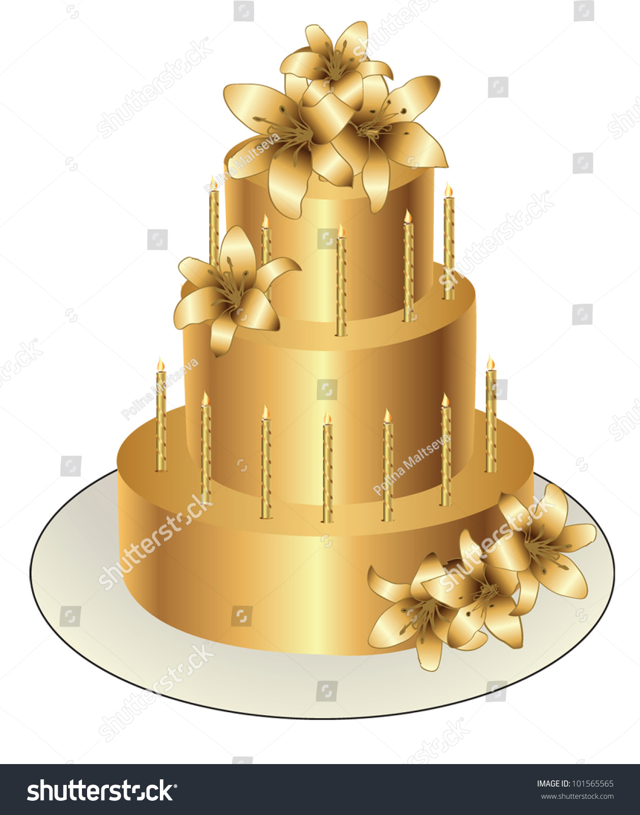 stock vector gold birthday cake vector design 101565565