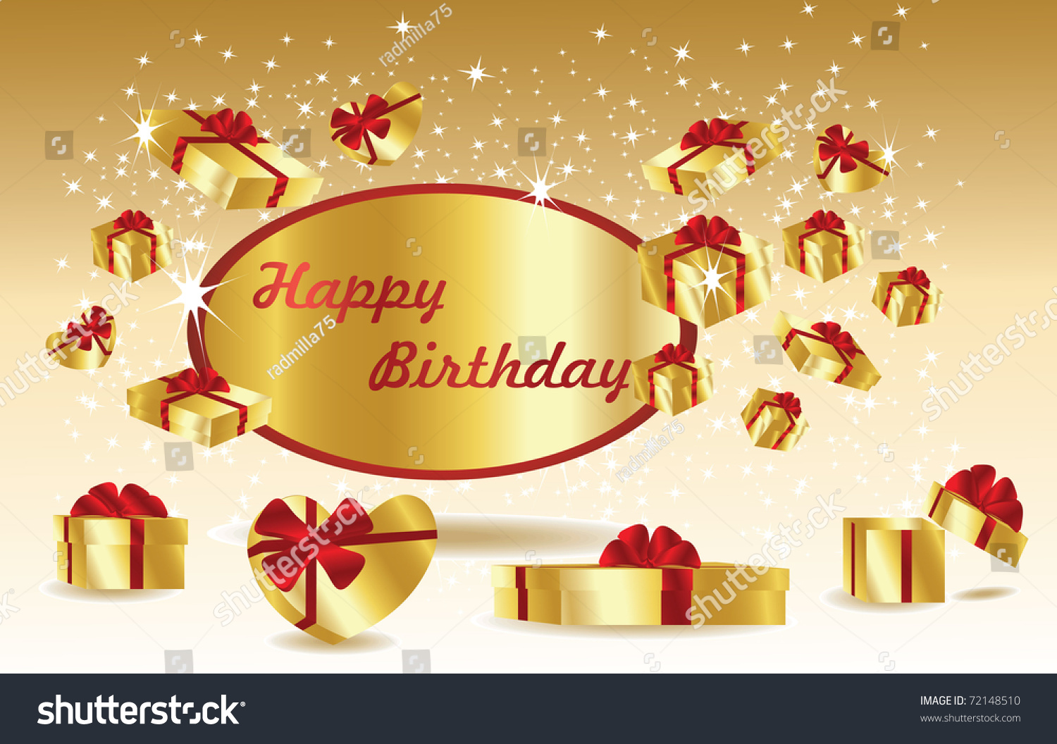 Gold Birthday Card Gifts Stock Vector 72148510 - Shutterstock
