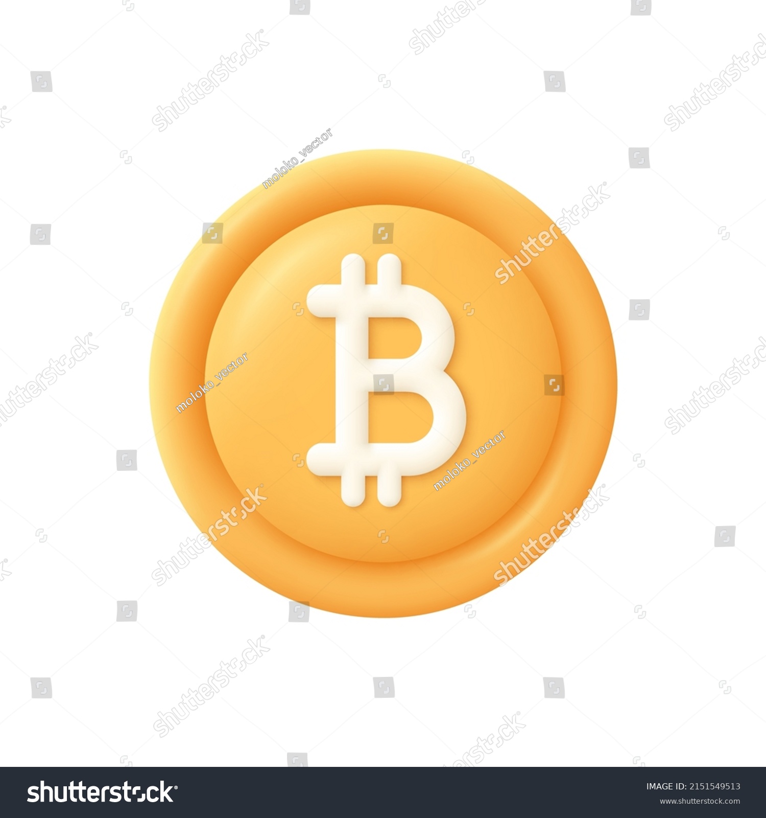 SVG of Gold Bitcoin coin. Cryptocurrency, blockchain, finance and investment concept. 3d vector icon. Cartoon minimal style. svg