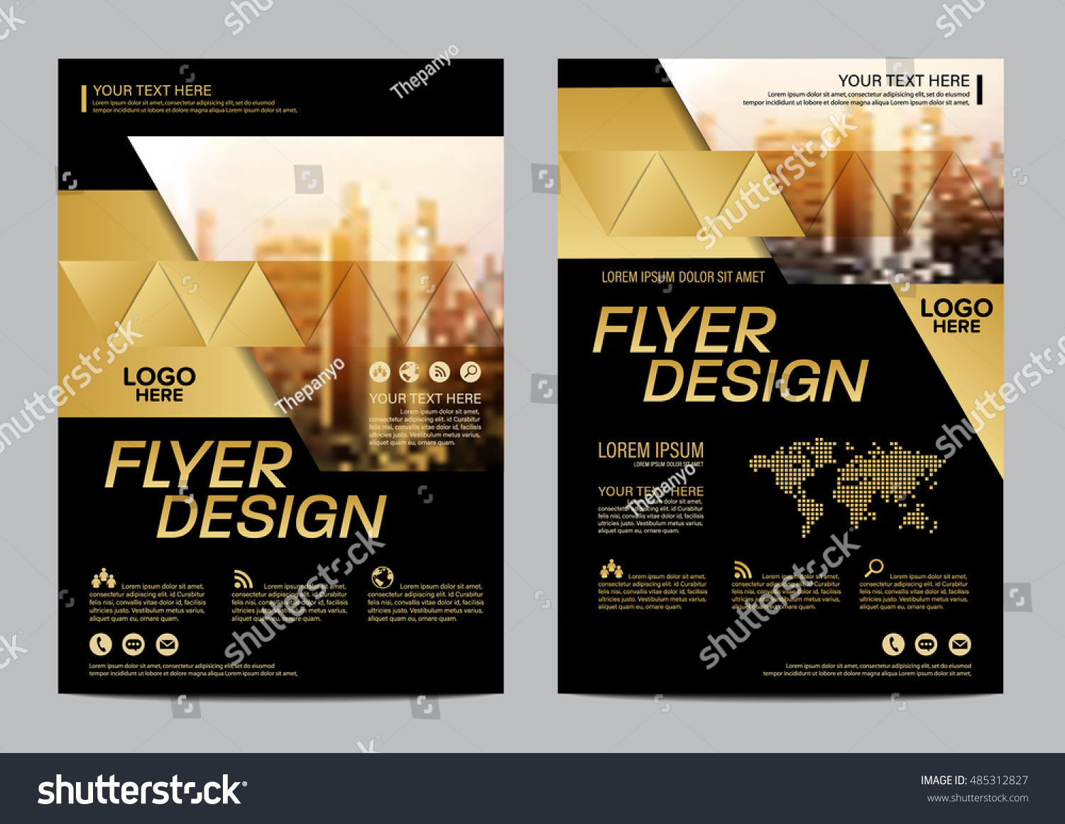 gold brochure layout design template annual stock vector 485312827 gold brochure layout design template annual stock vector 485312827, Presentation templates