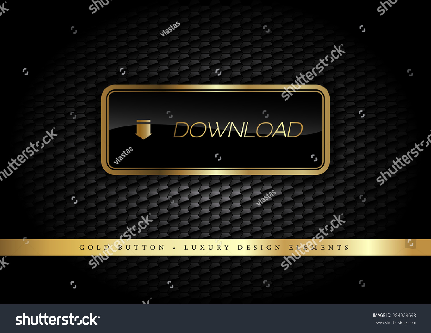 Botón Gold en el fondo negro: vector de stock (libre de regalías