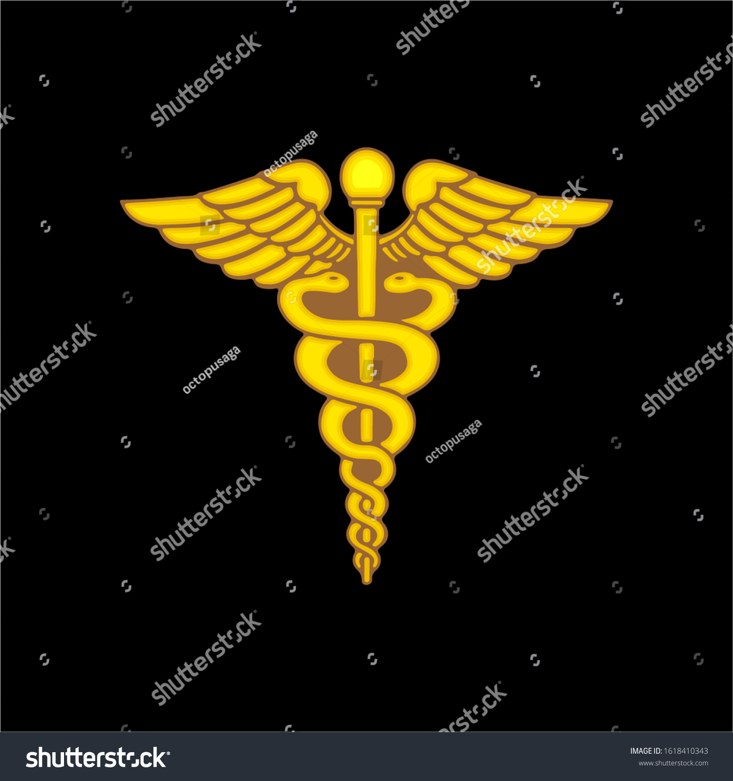 Gold Caduceus Medical Snake Sign Symbol Stock Vector Royalty Free 1618410343