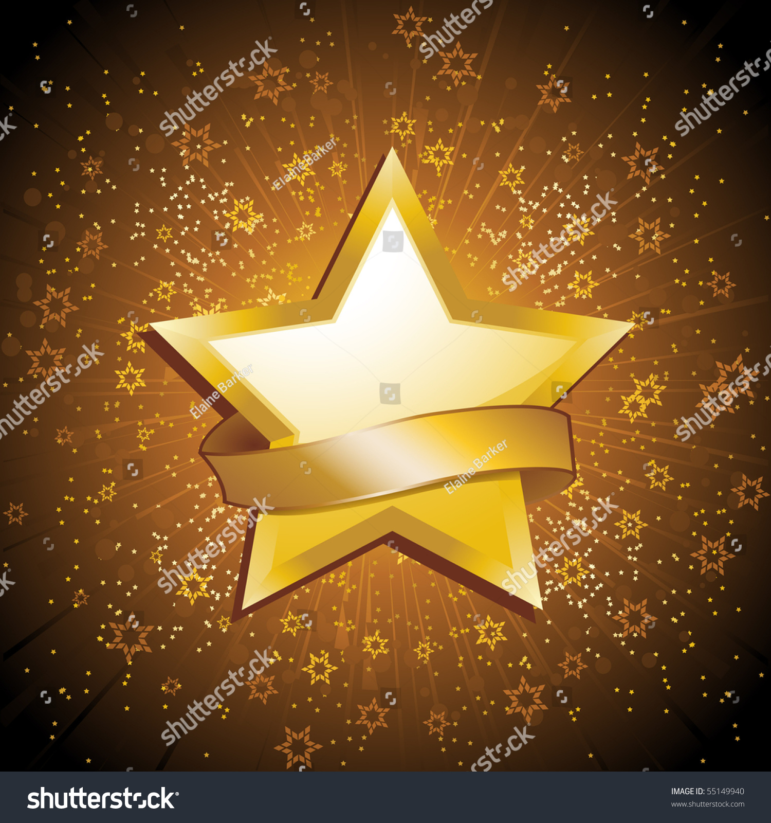 Gold Celebration Background Wit Star And Banner Stock Vector ...