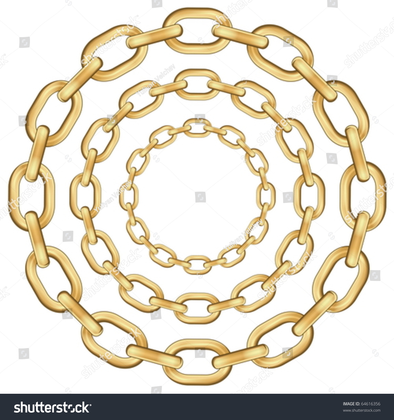 Gold Circle Chains Isolated On White Stock Vector (Royalty Free) 64616356