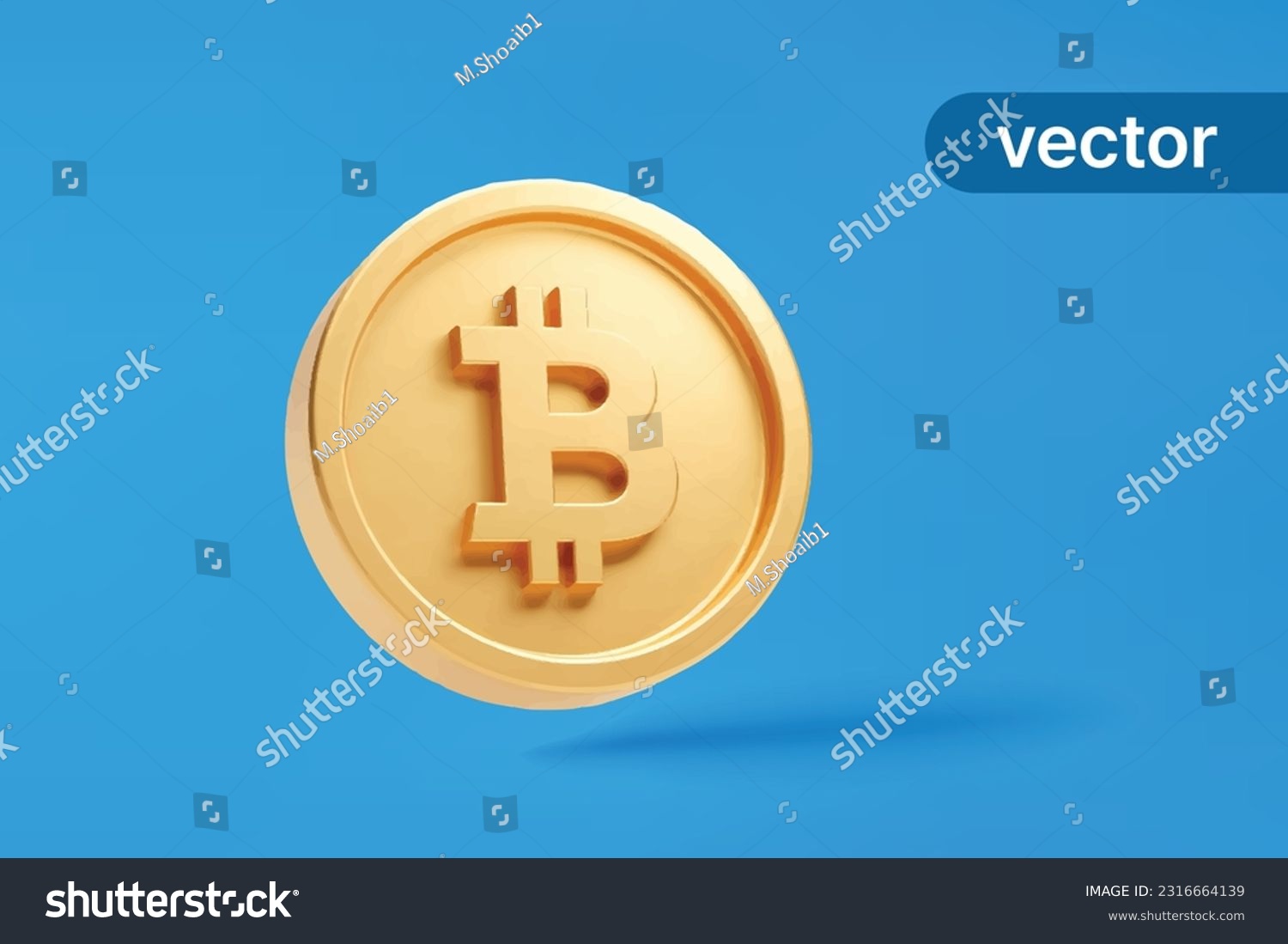 SVG of Gold coin bitcoin btc currency money icon sign or symbol business and financial exchange on blue background 3D vector illustration svg