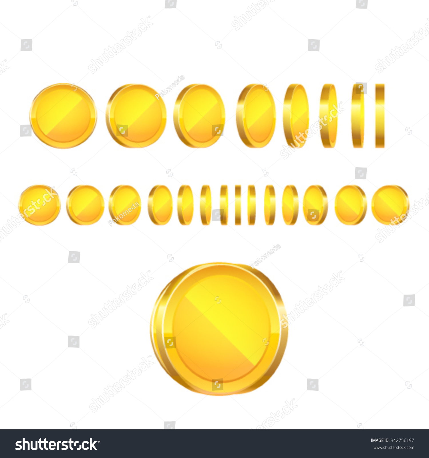 Gold Coins Animation Vector Stock Vector (Royalty Free) 342756197