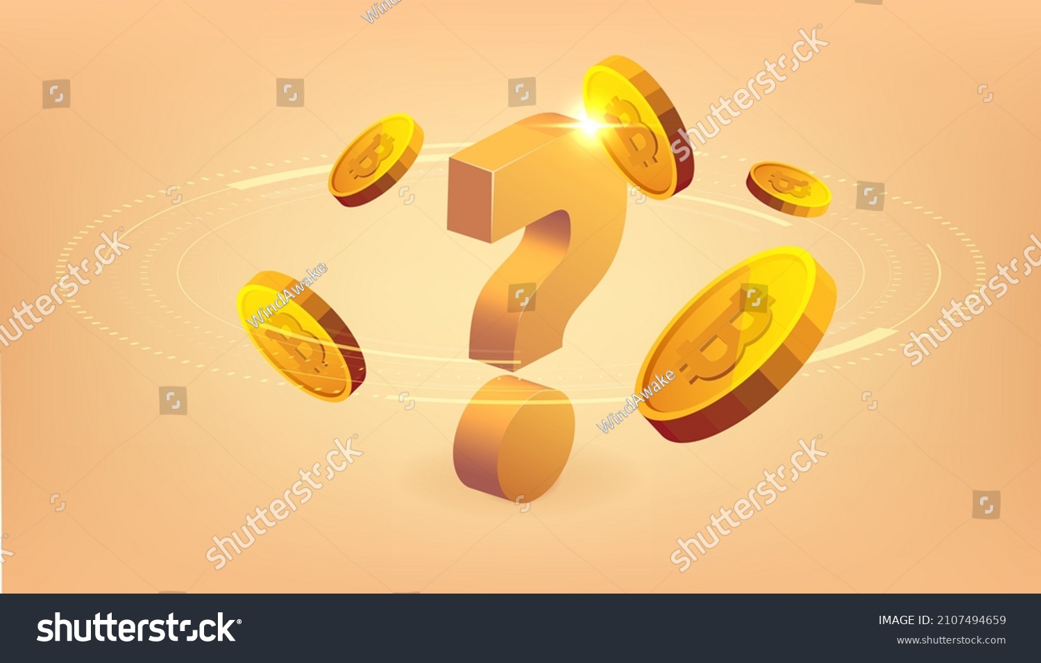 SVG of Gold coins with question mark sign. Bitcoin coin cryptocurrency concept banner background. svg