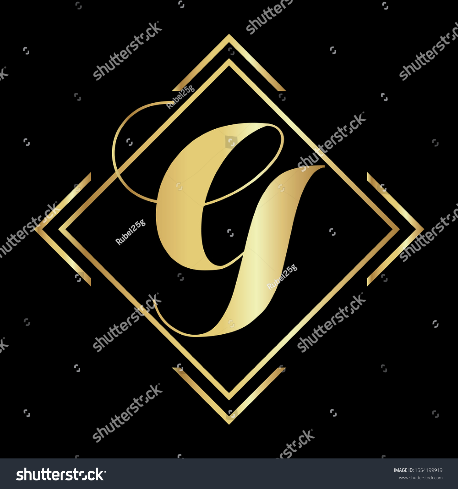 Gold Color G Letter Logo G Stock Vector Royalty Free