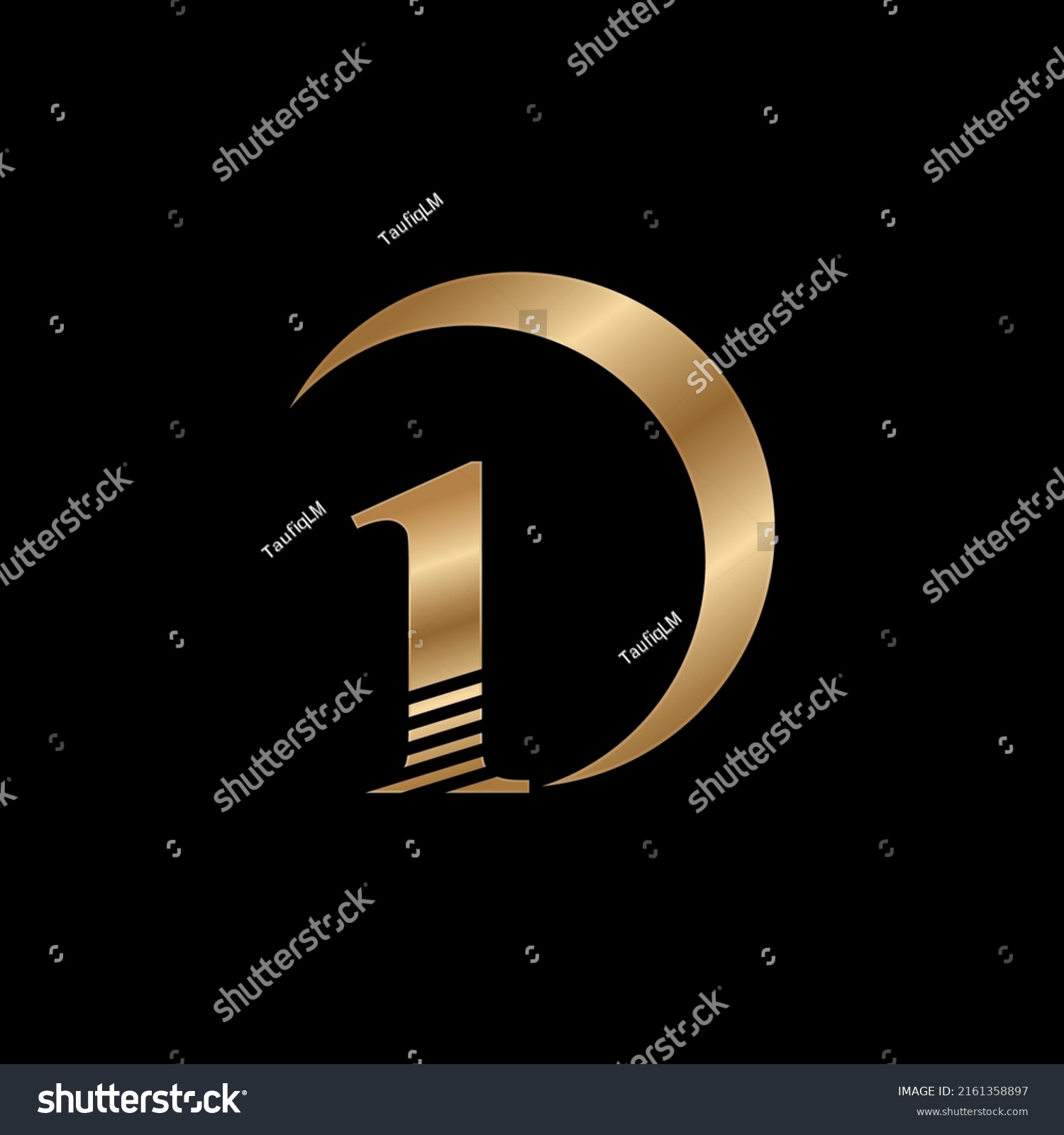 Gold Color Number 1 Logo Design Stock Vector (Royalty Free) 2161358897