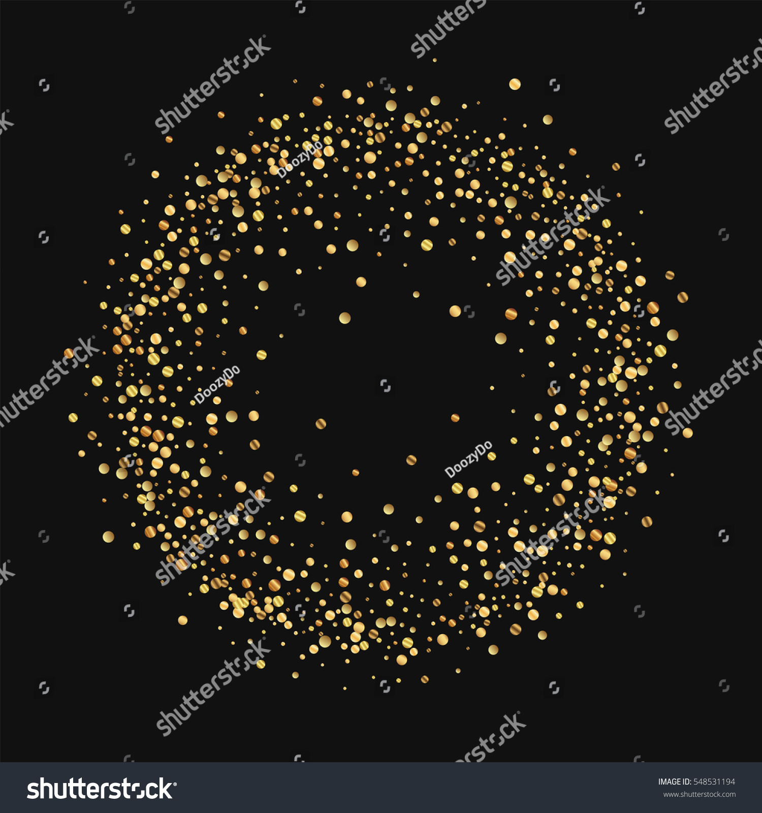 Gold Confetti Circle Frame Gold Confetti Stock Vector (Royalty Free ...