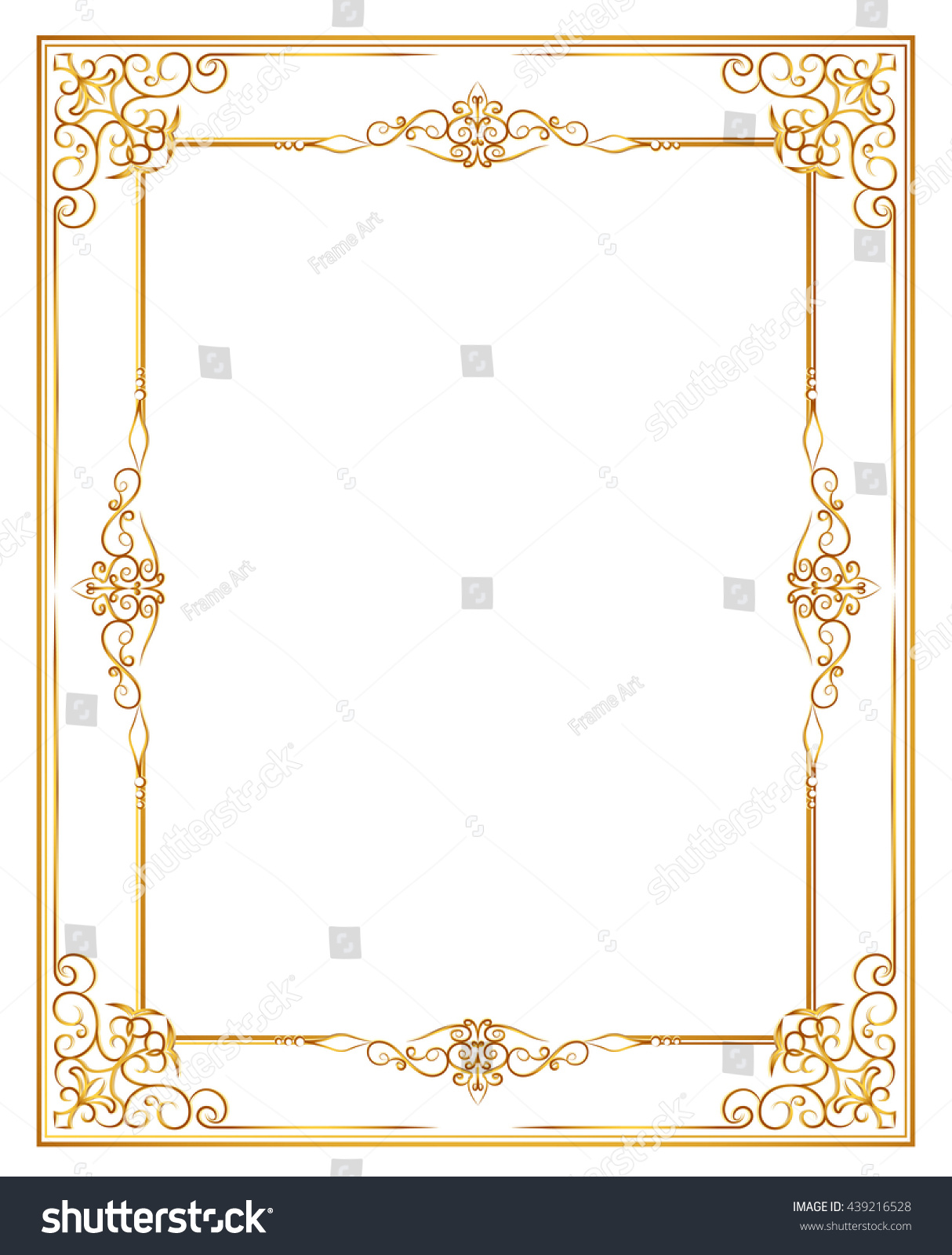 Gold Corner Ornament Greeting Card Vector Stock Vector 439216528 ...