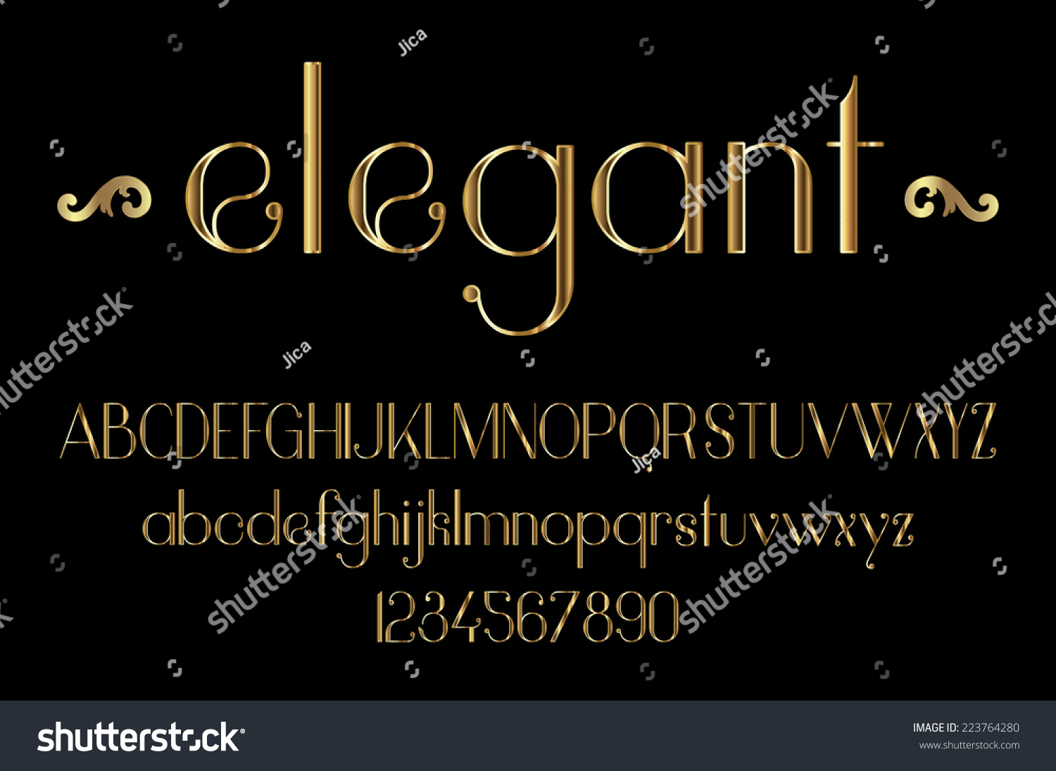 Gold Elegant Font Stock Vector Illustration 223764280 : Shutterstock