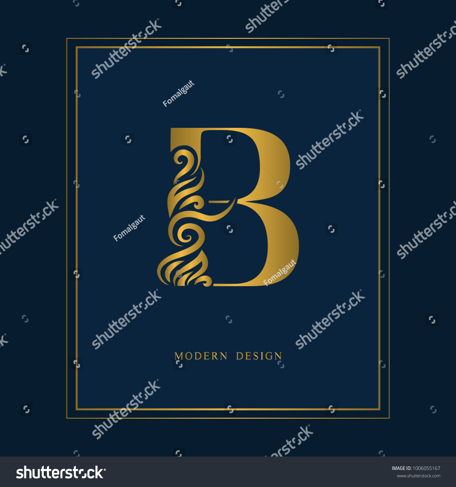 Gold Elegant Letter B Graceful Royal: Vector De Stock (libre De ...