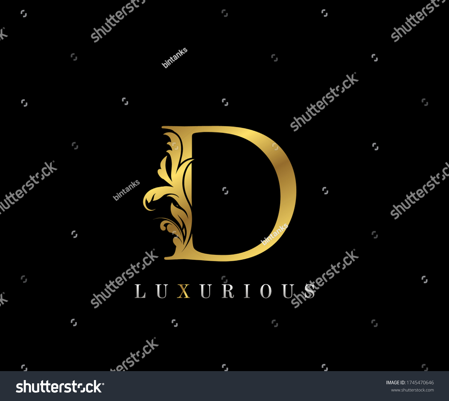 Gold Elegant Letter D Graceful Style Stock Vector (Royalty Free ...