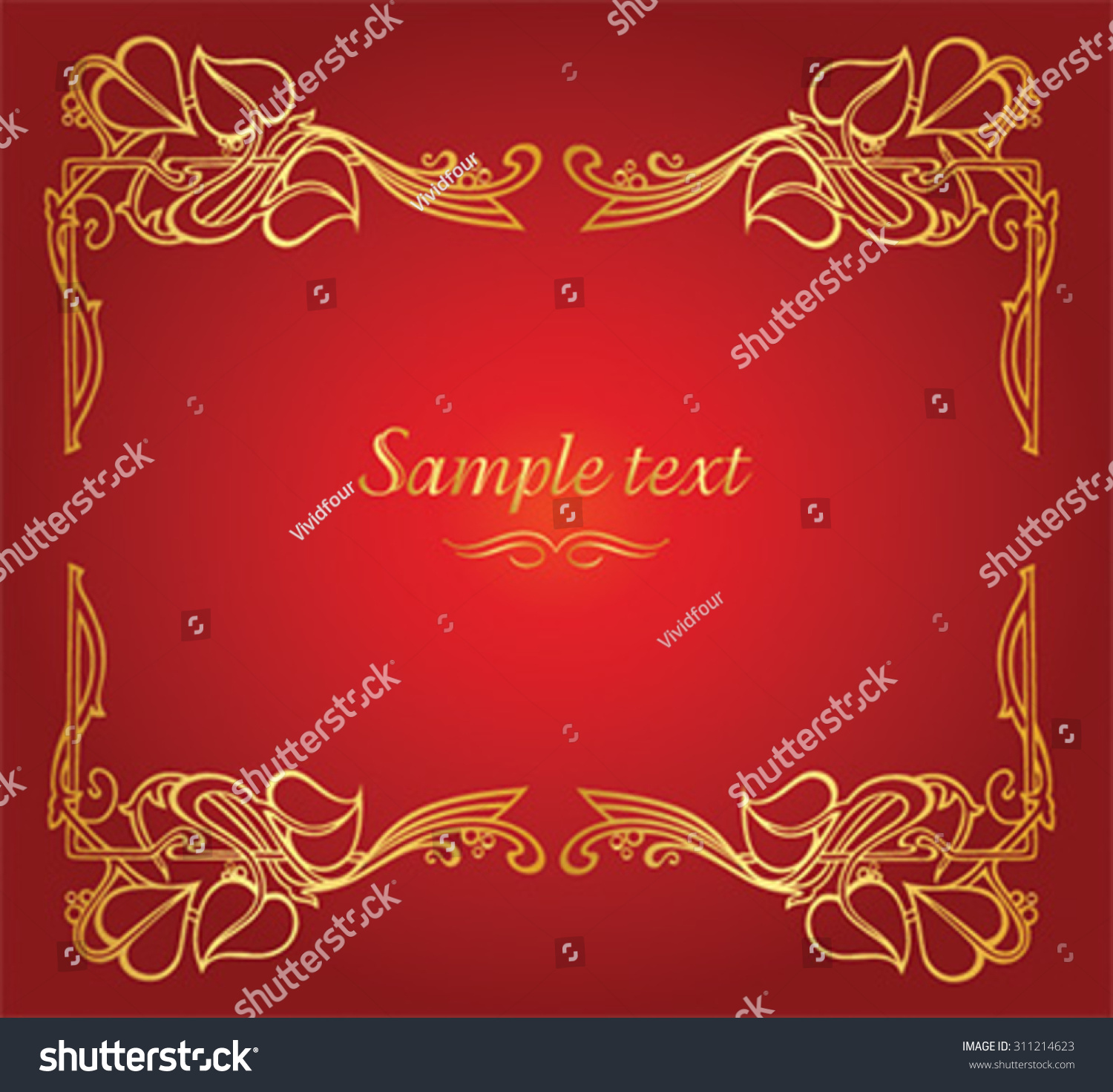 Gold Flower Garland Frame Stock Vector (Royalty Free) 311214623 ...