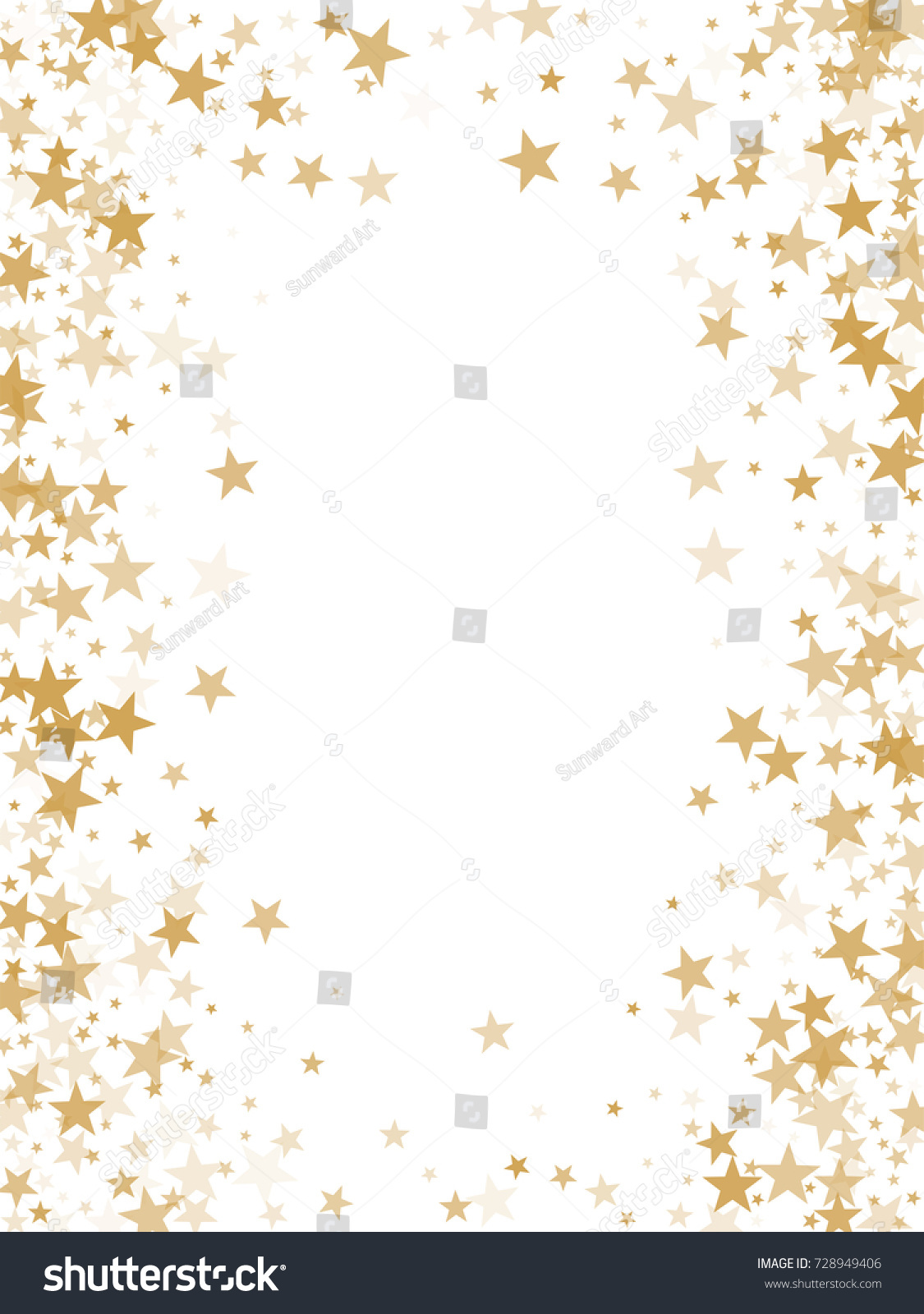 Gold Flying Stars Confetti Magic Christmas Stock Vector (Royalty Free