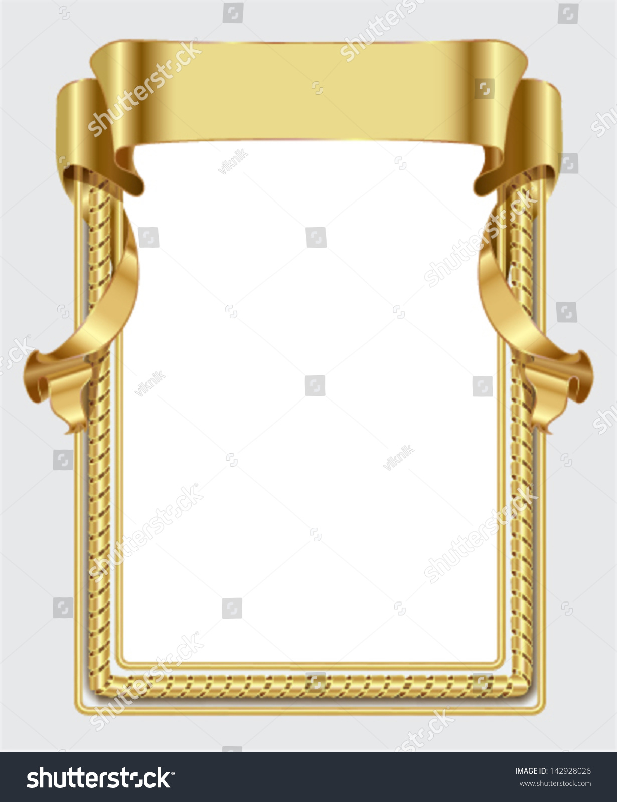 Gold Frame With Ribbon Stock Vector Illustration 142928026 : Shutterstock