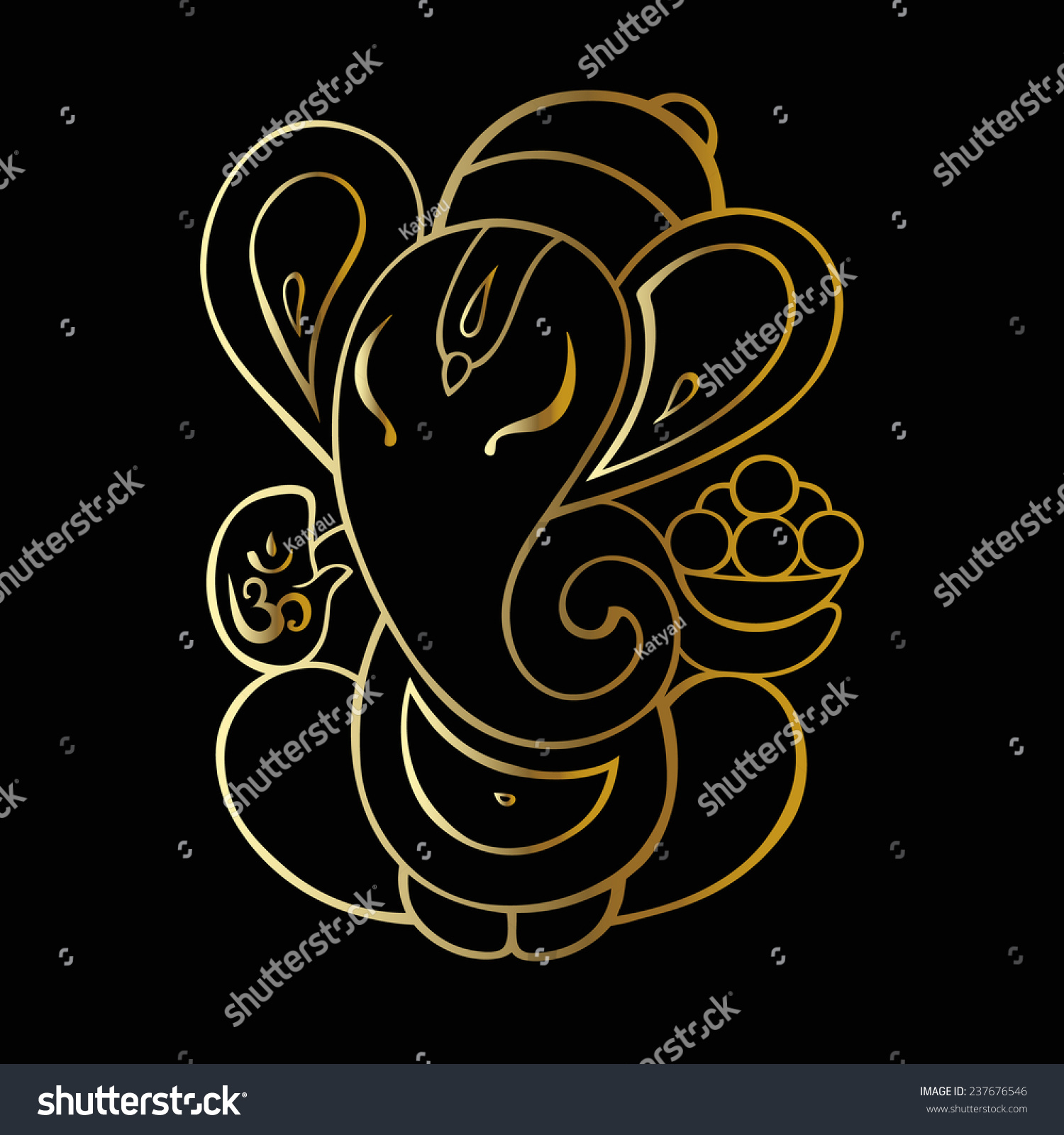 Gold Ganapati Hindu God Ganesha Vector Stock Vector 237676546 ...