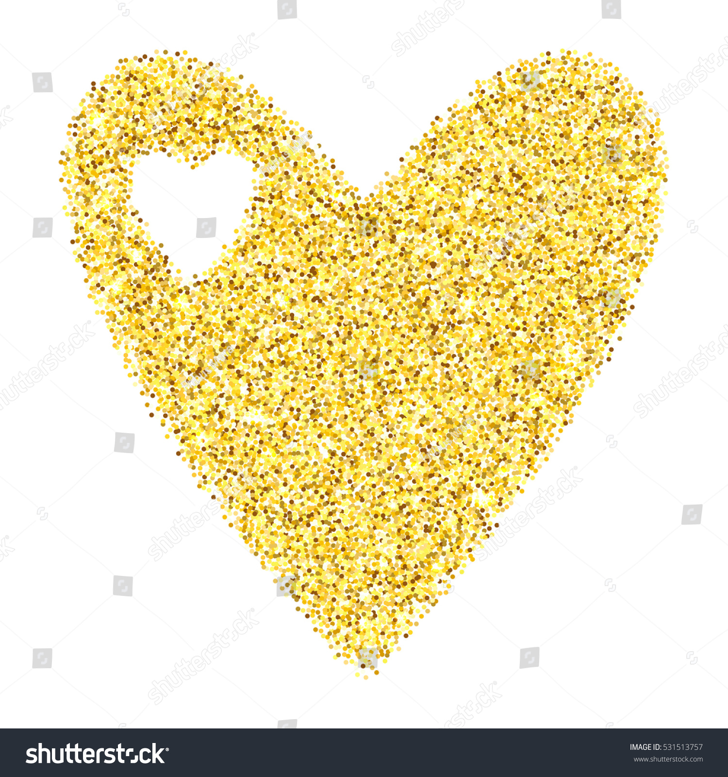 Gold Glitter Heart Isolated Over White Stock Vector Royalty Free