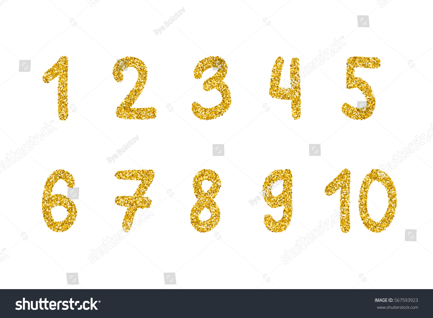 gold glitter numbers stock vector 567593923 shutterstock