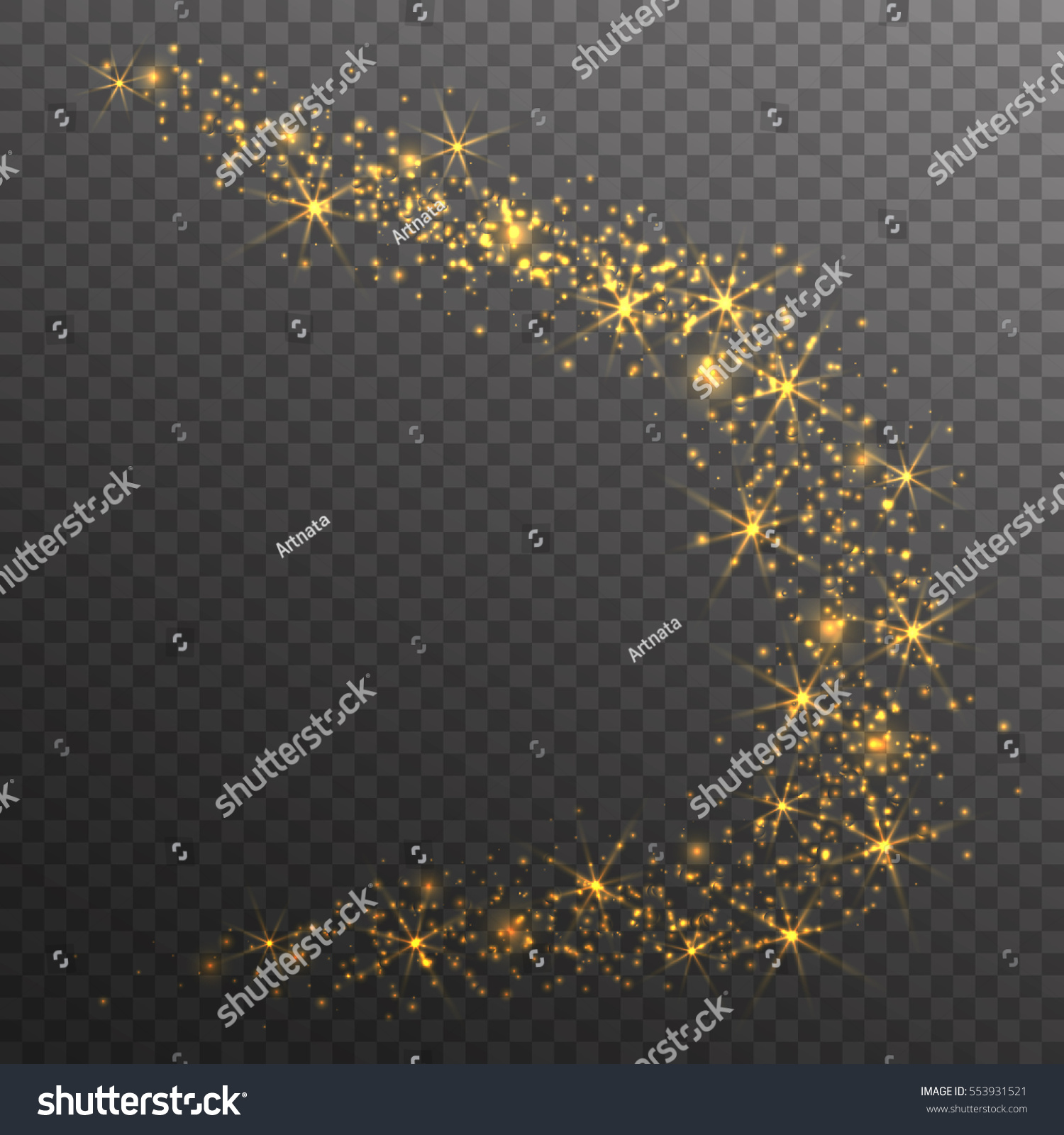 Gold Glitter Sparkles On Transparent Background Stock Vector (Royalty