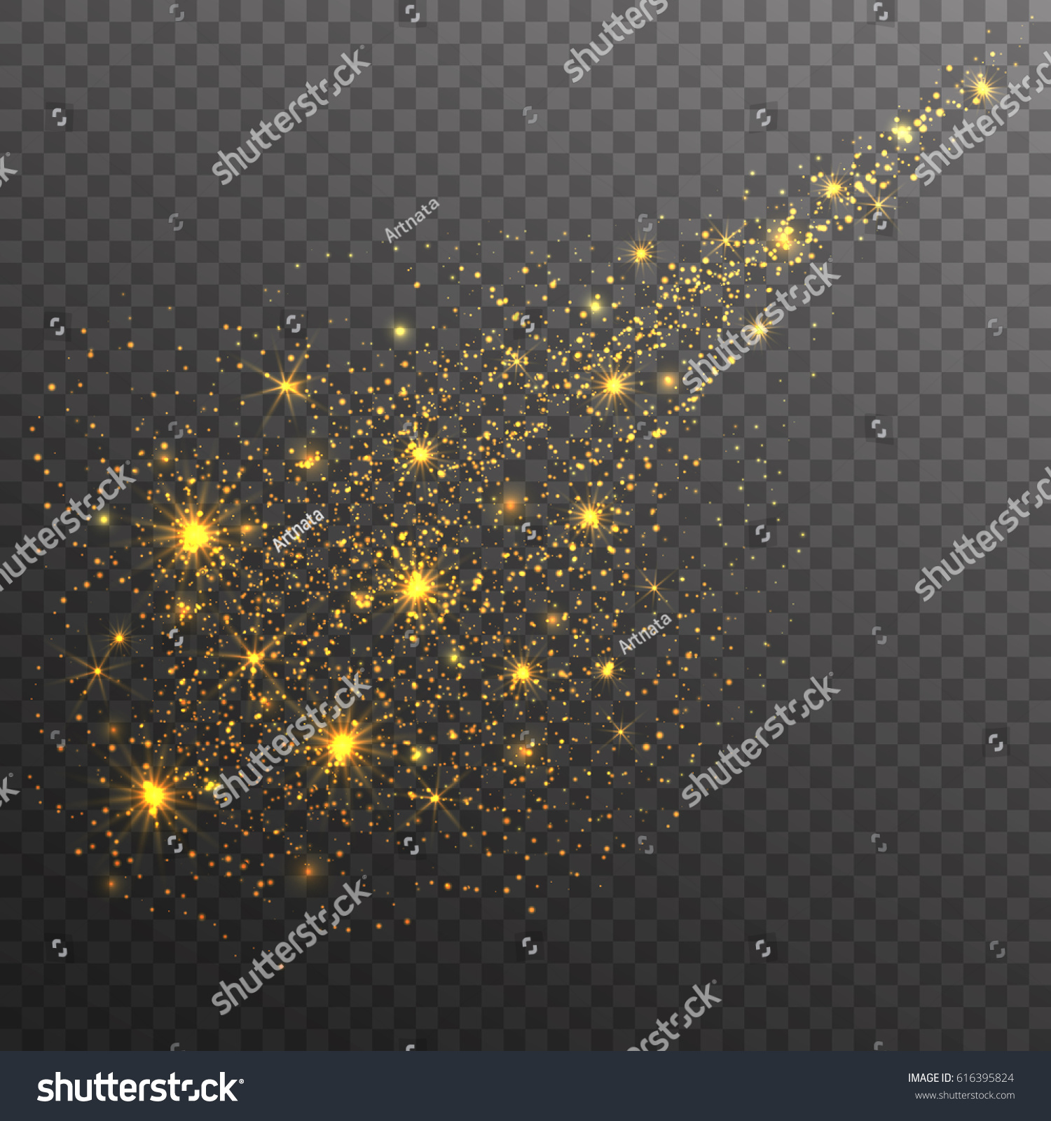 Gold Glitter Sparkles On Transparent Background Stock Vector (Royalty