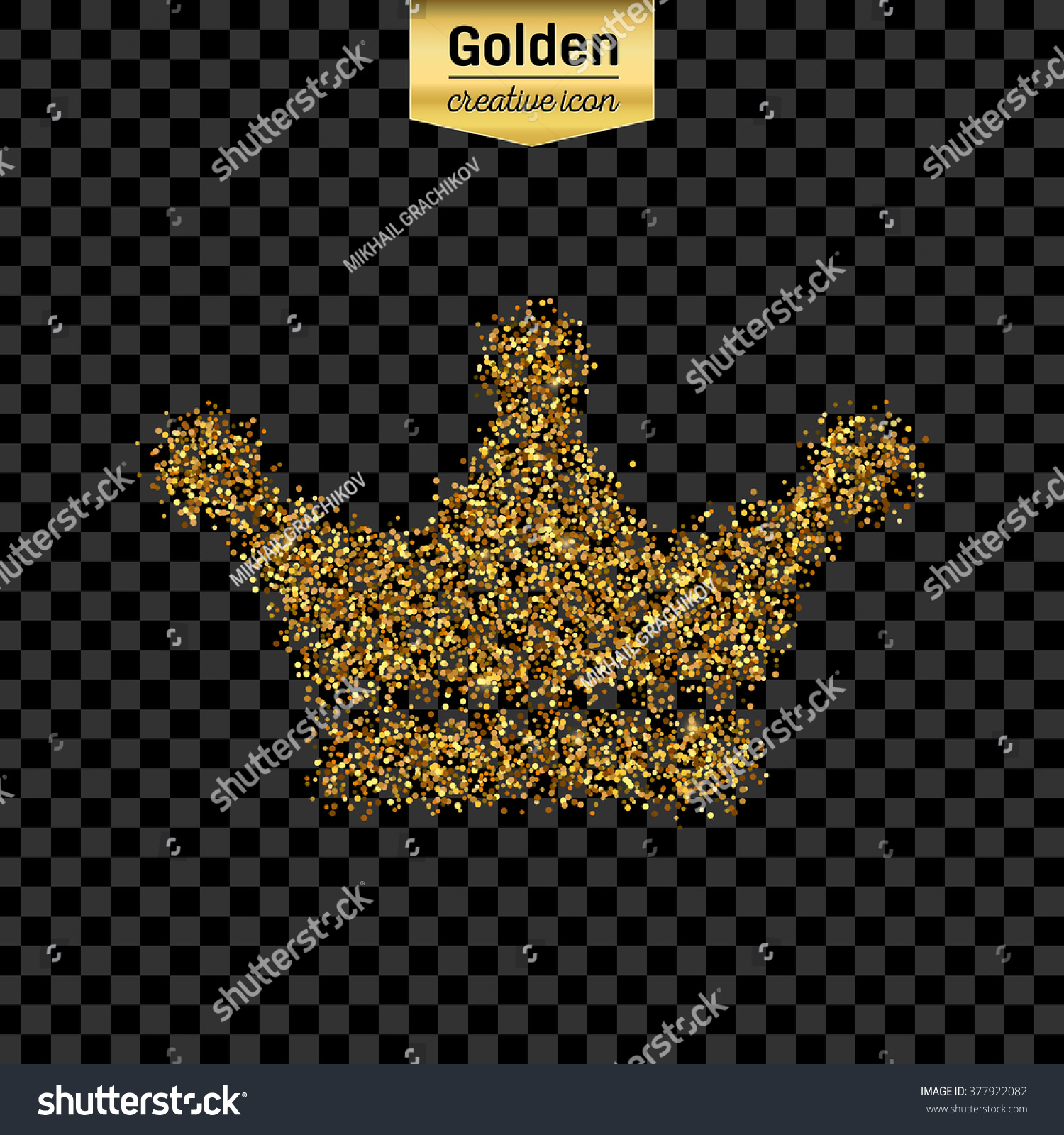 Gold Glitter Vector Icon Crown Isolated Stock Vector ...