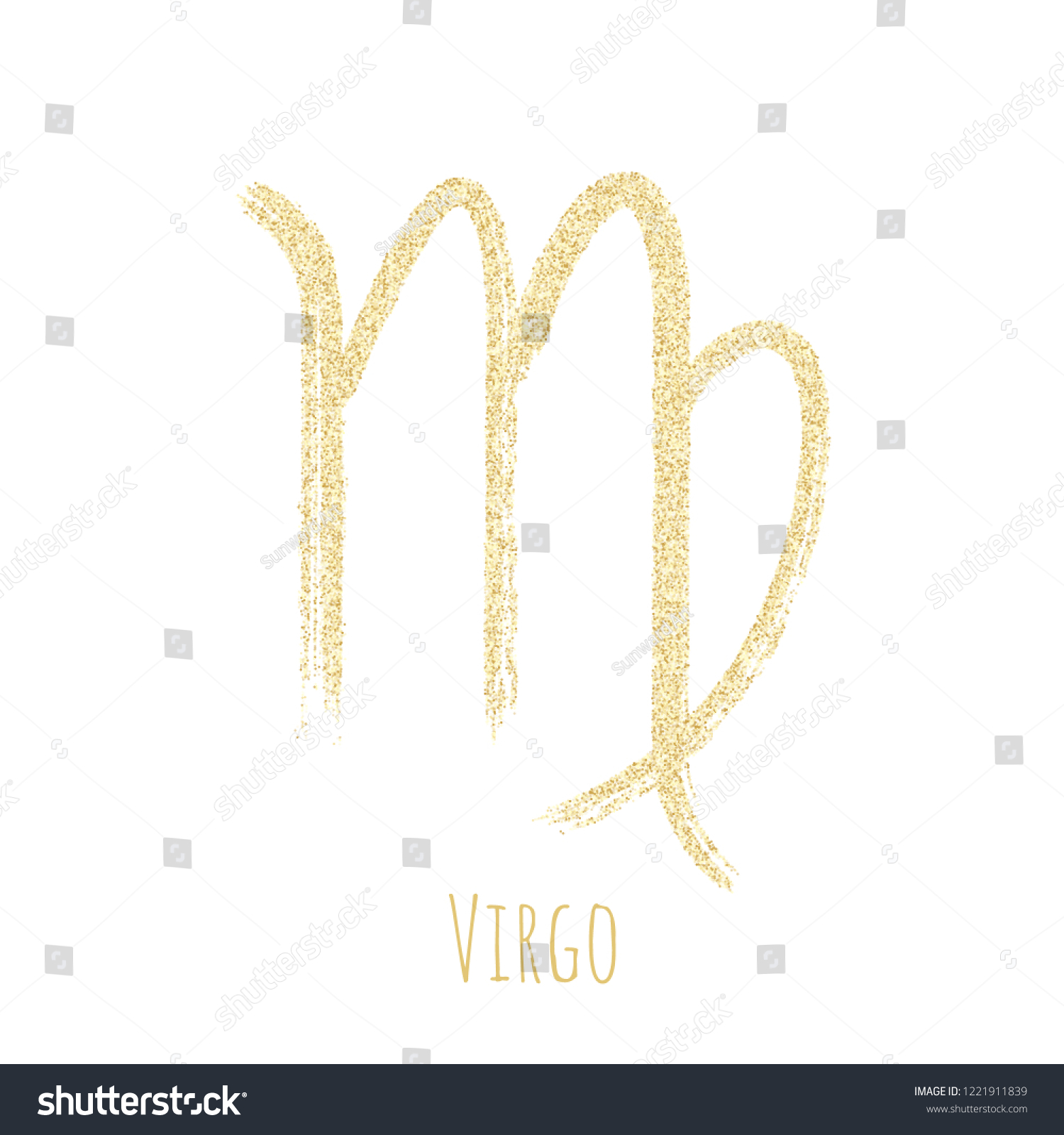 Gold Glitter Virgo Horoscope Icon Hand Stock Vector (Royalty Free ...