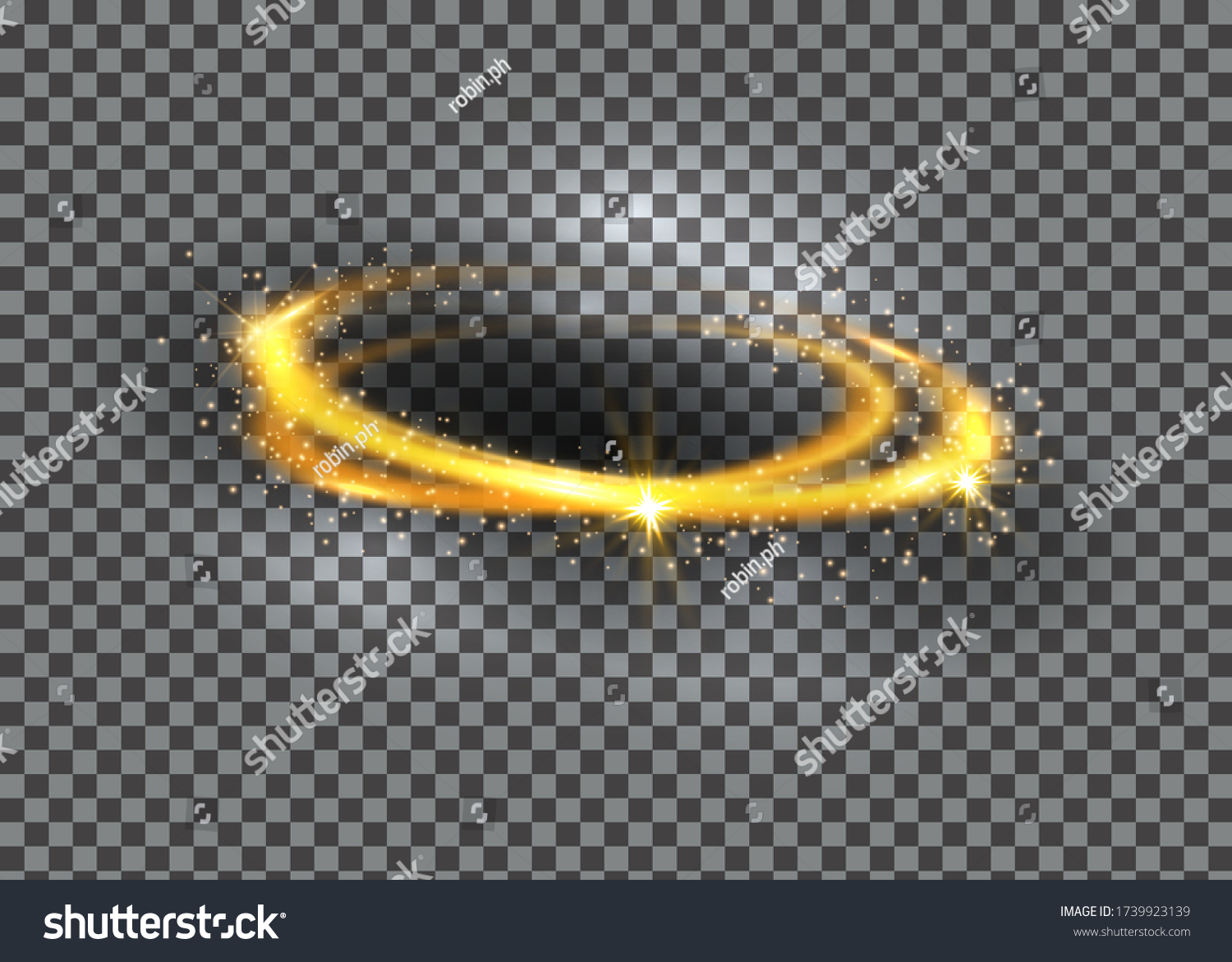 金の光輪の天使の輪 透明な背景にベクター画像のギラギラしたリングイラスト 金色の二重明るい環のサントアウロアアイコン のベクター画像素材 ロイヤリティフリー