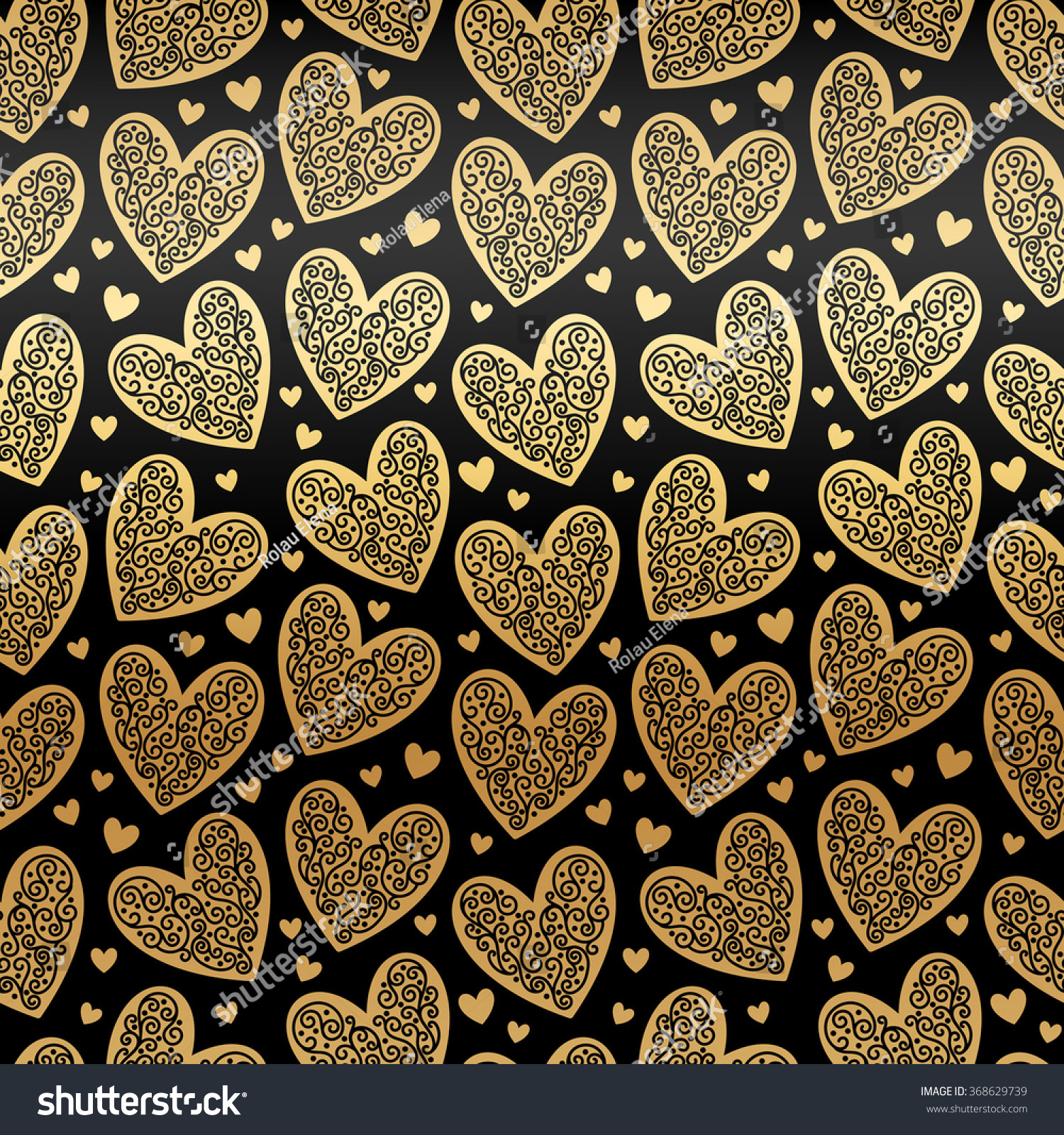 Gold Hearts Seamless Vector Pattern Glittering Stock Vector 368629739 ...