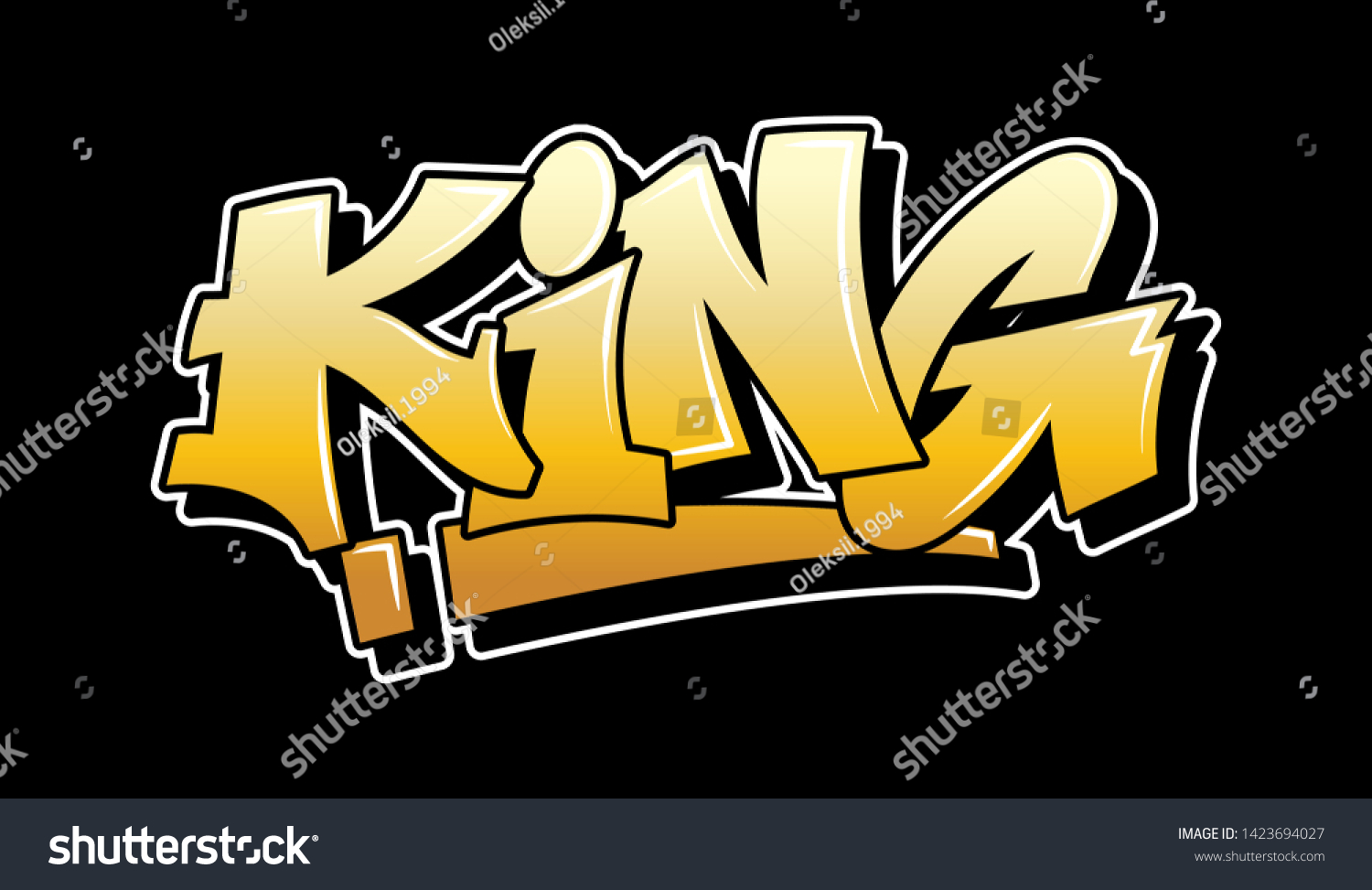 Gold Inscription King Graffiti Decorative Lettering Stock Vector Royalty Free