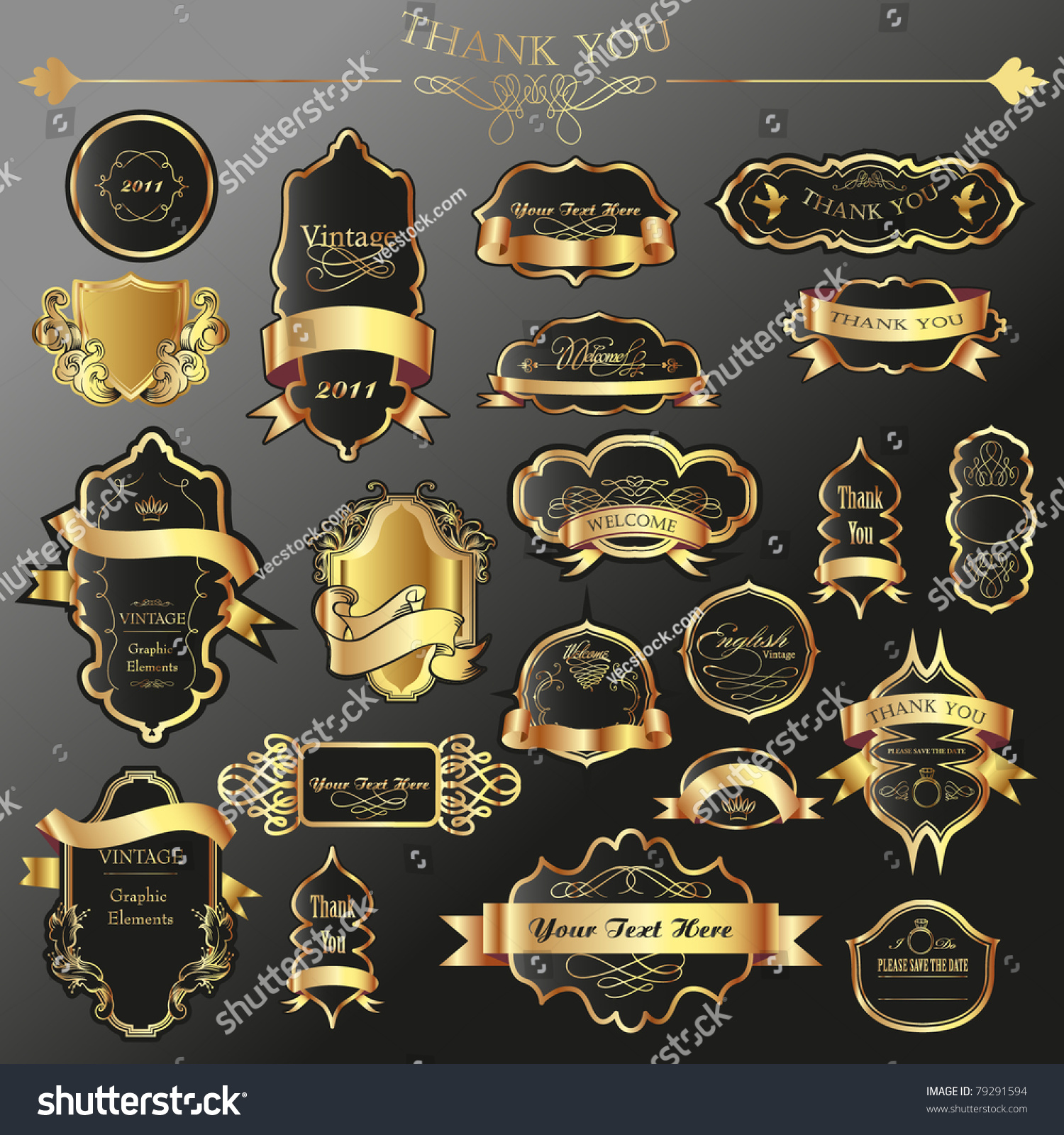 Gold Label Set Stock Vector Illustration 79291594 : Shutterstock