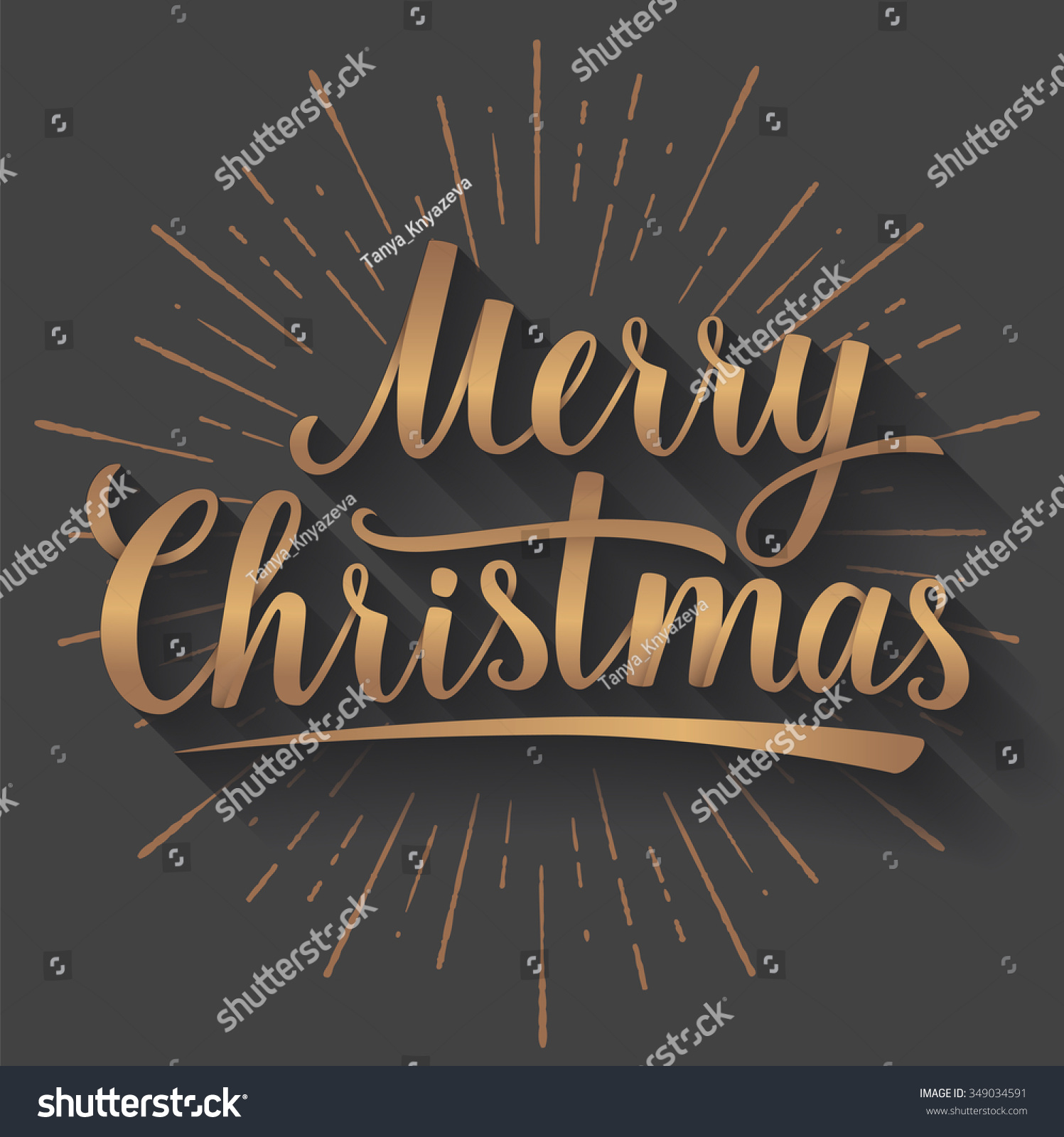 Gold Lettering Merry Christmas On Grey Stock Vector (Royalty Free