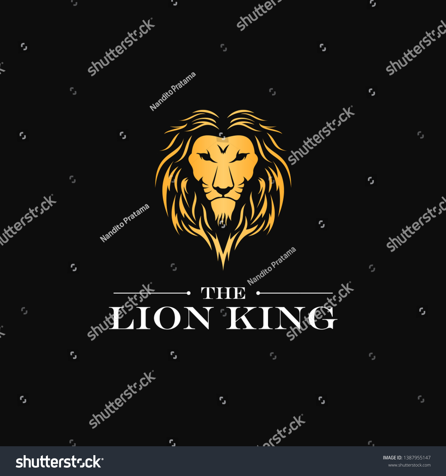 Gold Lion King Logo Design Stock Vector (Royalty Free) 1387955147