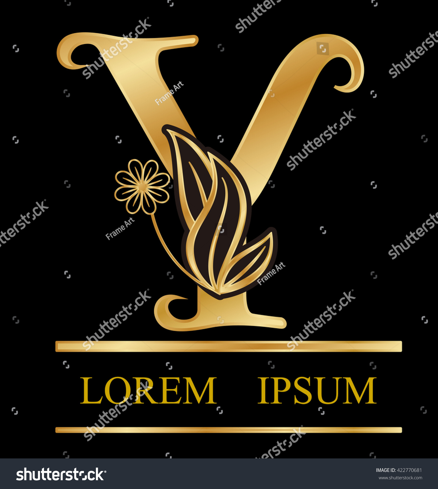Gold Logo Font Y Type Design Stock Vector Royalty Free 422770681