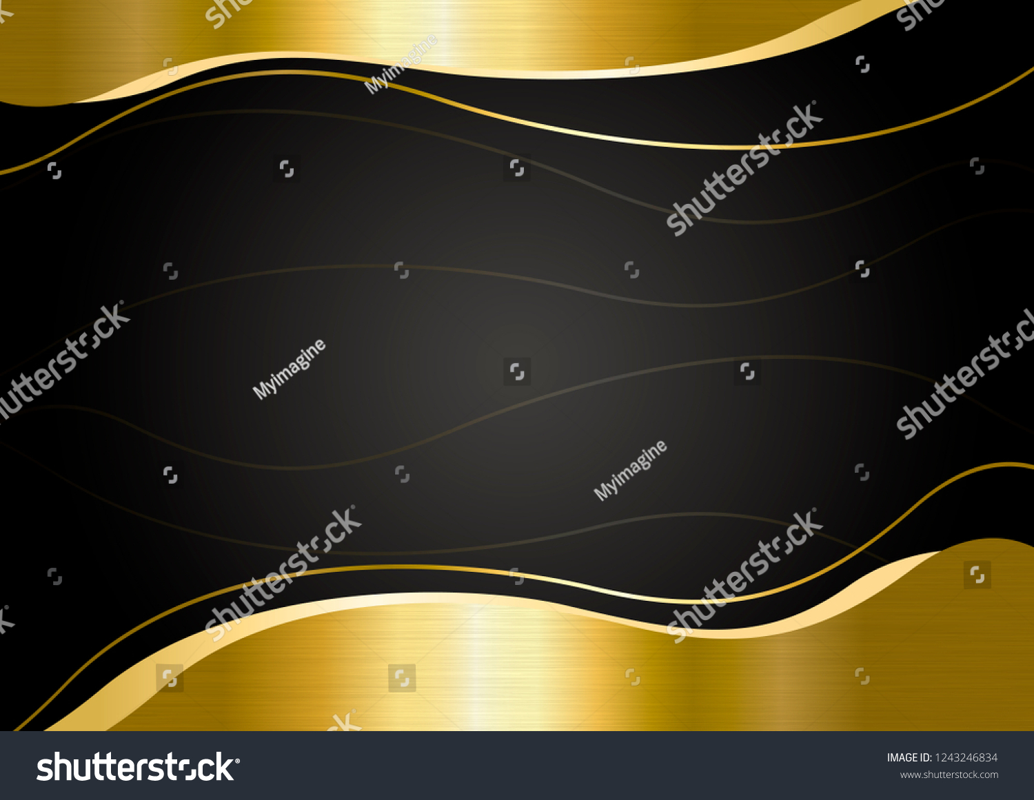 Gold Metal Banner On Black Background Stock Vector (Royalty Free