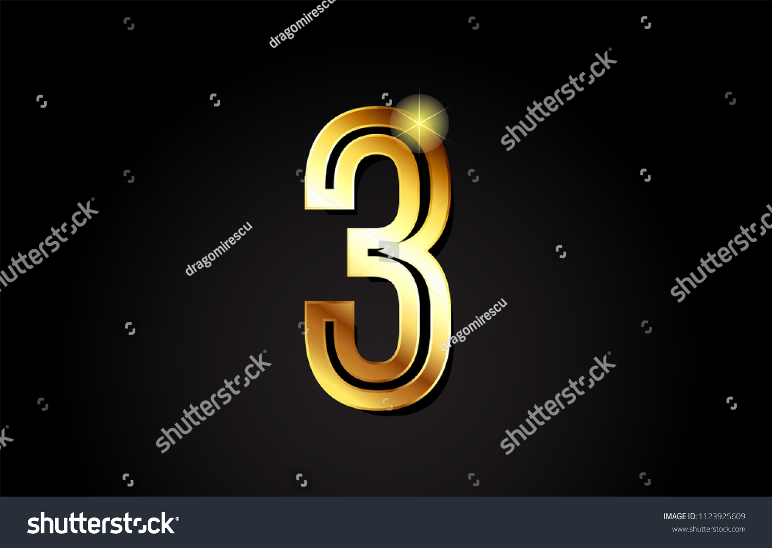 Gold Number 3 Logo Design Suitable Stock Vector (Royalty Free ...