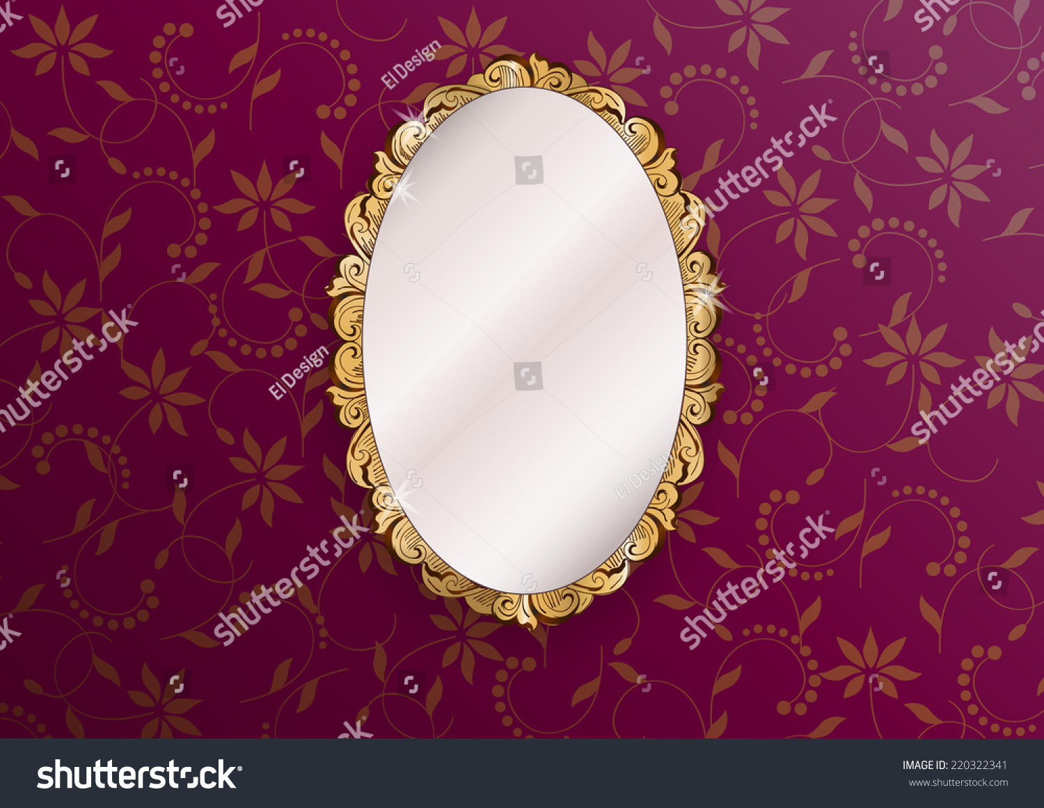 Gold Ornate Vintage Mirror Vector Illustration Stock Vector 220322341 ...