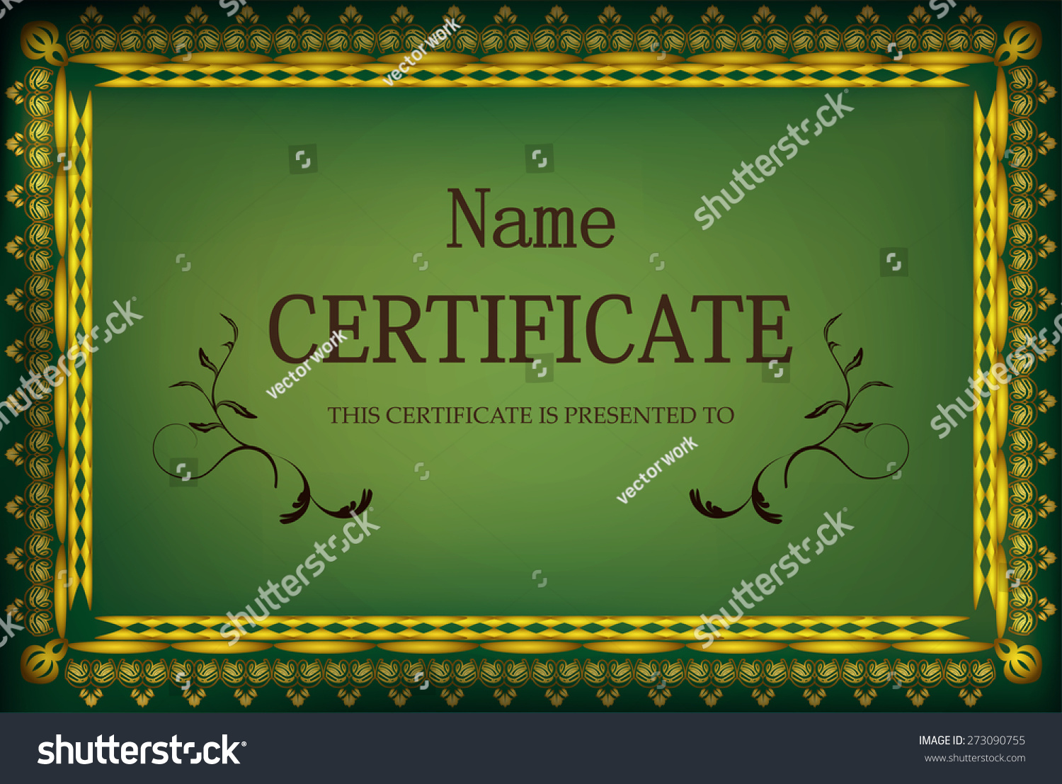 Gold Pattern Frame Certificate Template Stock Vector Royalty Free 273090755 Shutterstock 6913