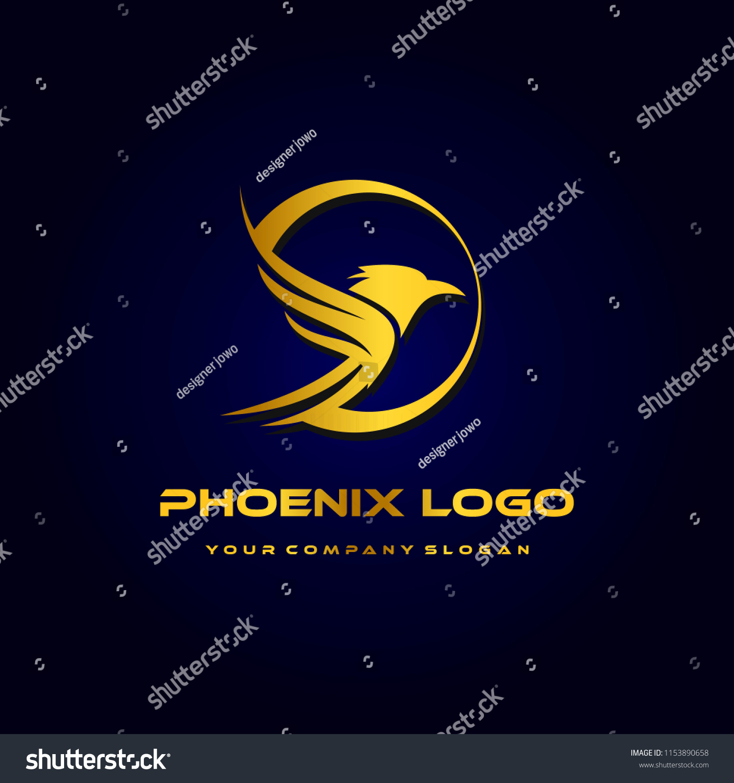 Gold Phoenix Logo Stock Vector (Royalty Free) 1153890658 Shutterstock