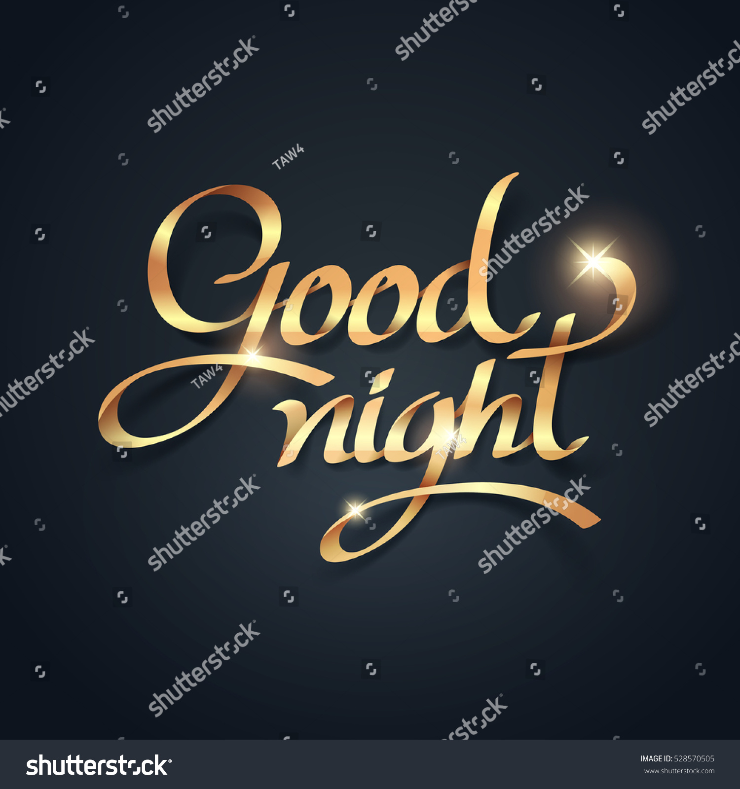 Gold Ribbon Goodnight Calligraphy Hand Lettering Stock Vector (Royalty ...