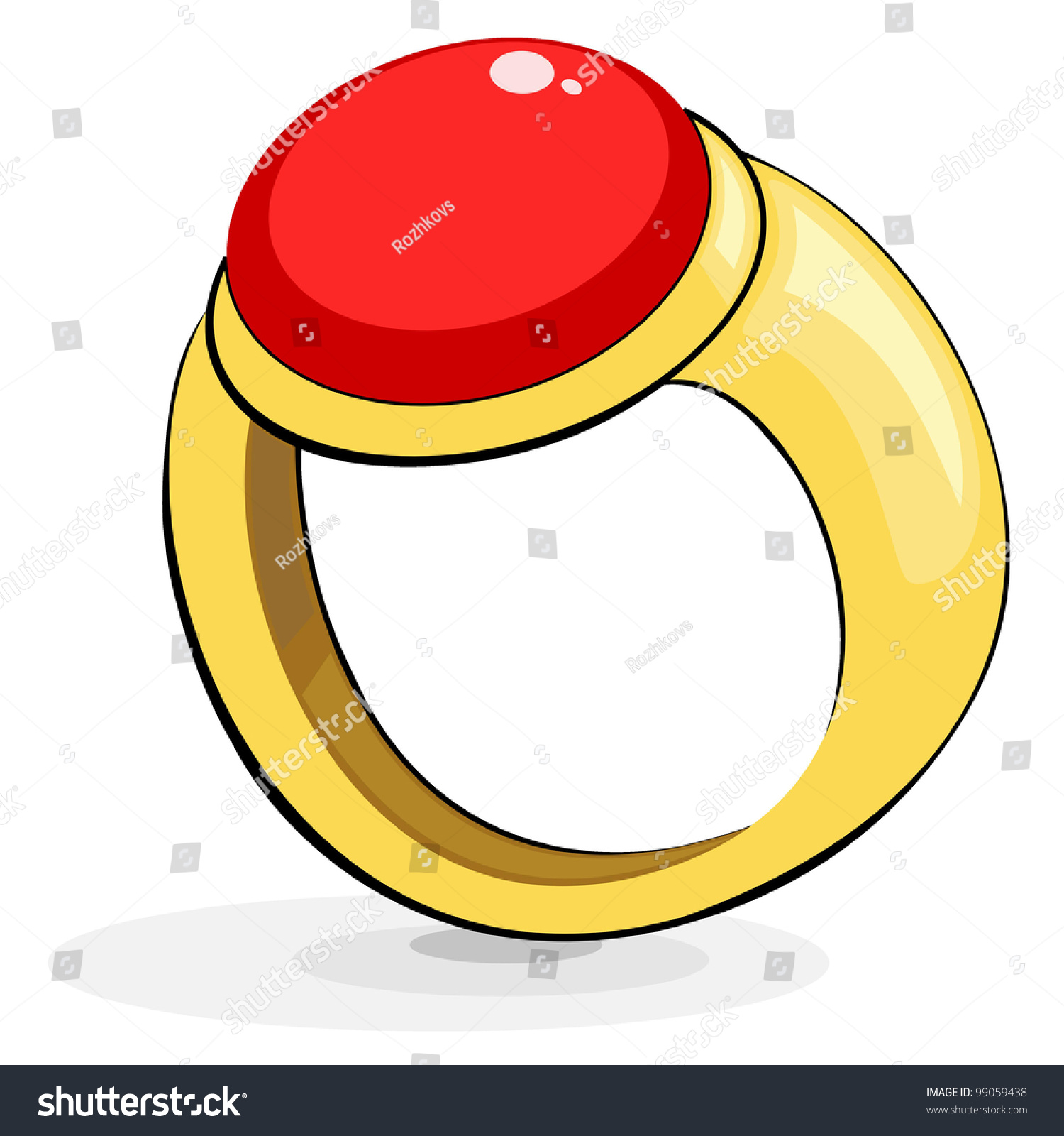 Gold Ring With A Ruby Stock Vector Illustration 99059438 : Shutterstock