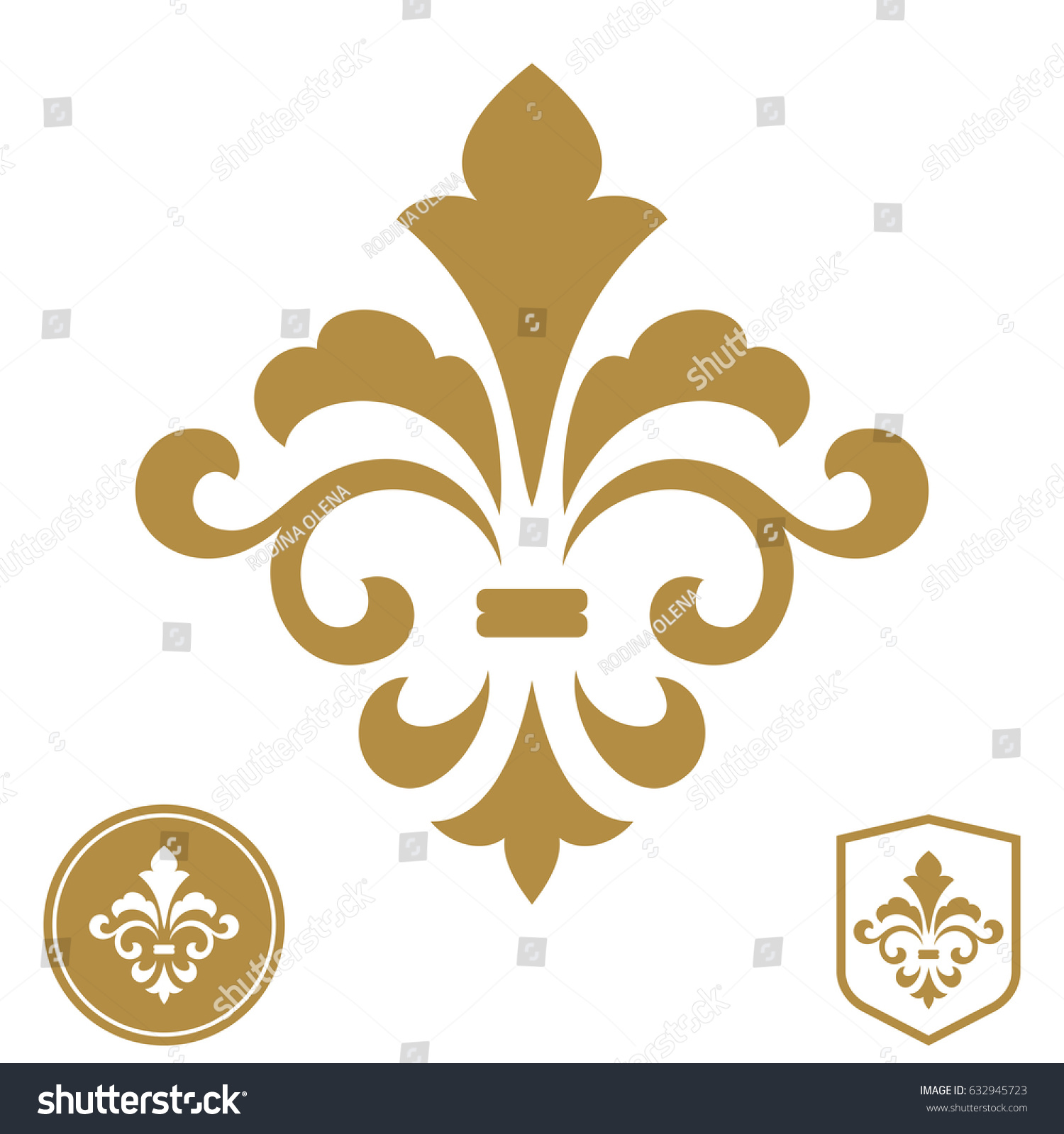 Gold Royal Lily On White Background Stock Vector (Royalty Free ...