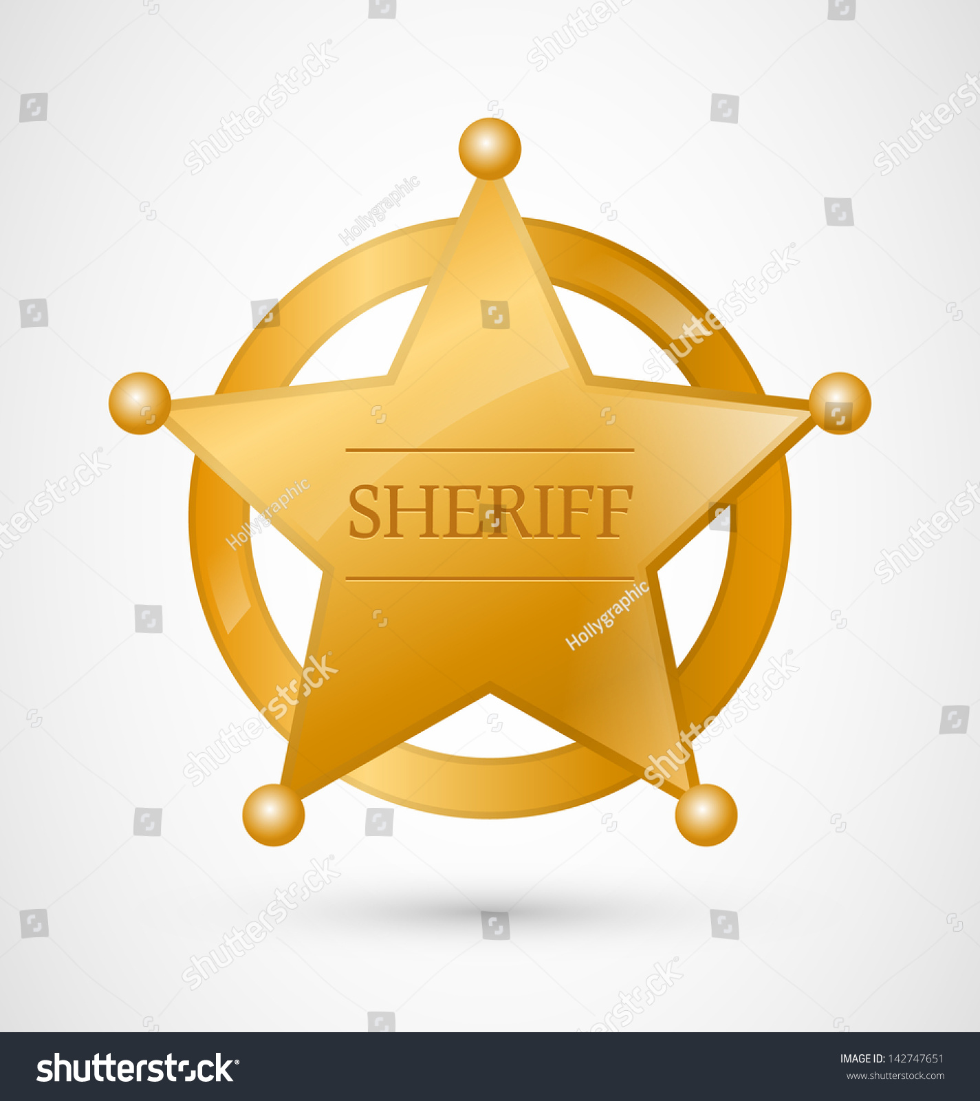 SVG of Gold Sheriff Star Badge with shadow svg
